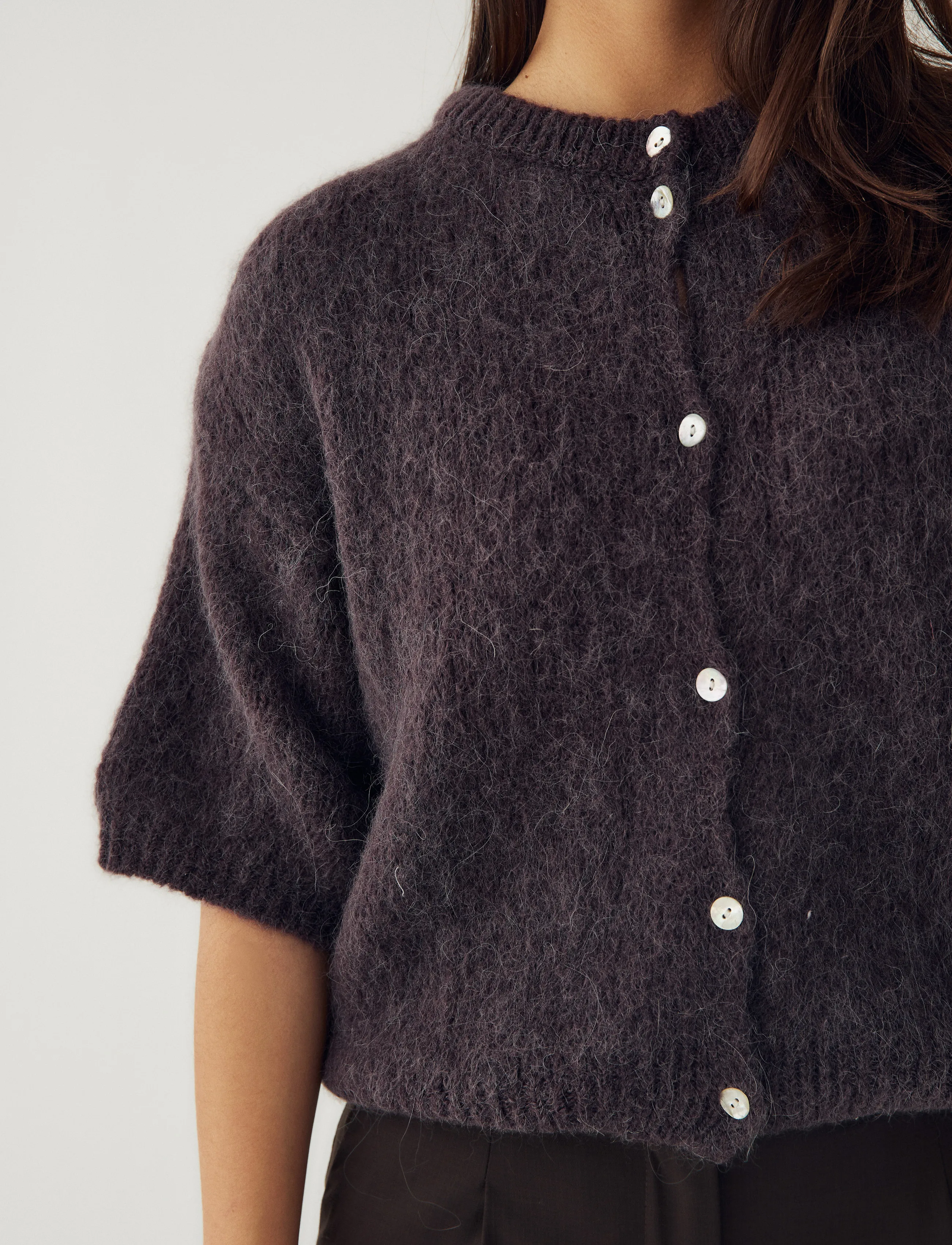 Noella - N-Kae SS Knit Cardigan - cardigans - chocolate - 4