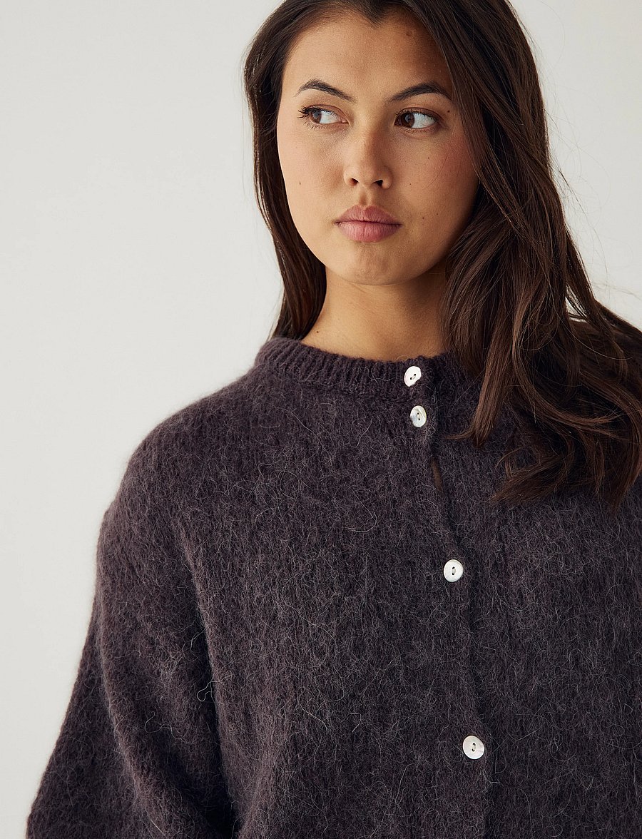 Noella - N-Kae SS Knit Cardigan - cardigans - chocolate - 5