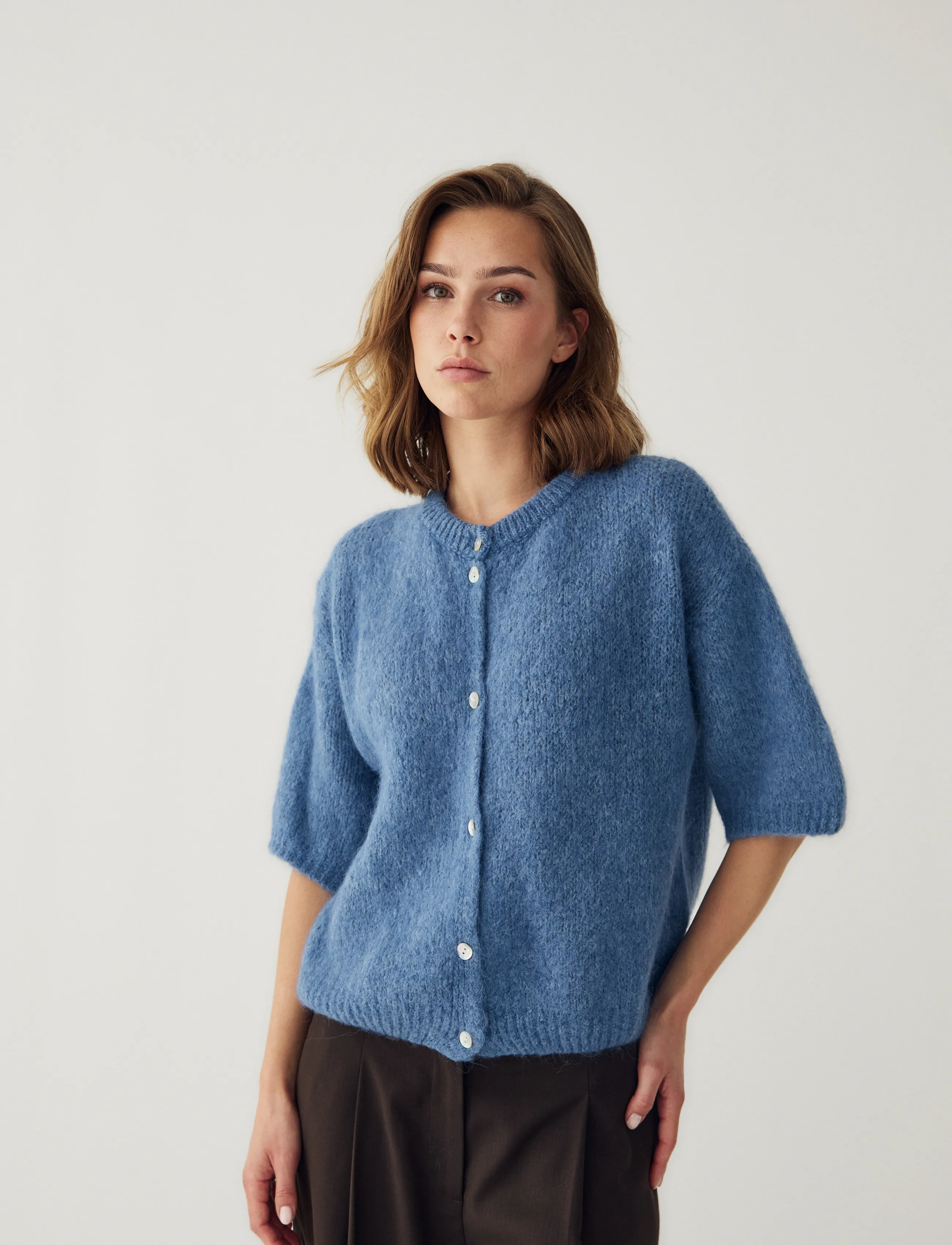 Noella N-Kae SS Knit Cardigan - Stickat - JEANS MELANGE / blue