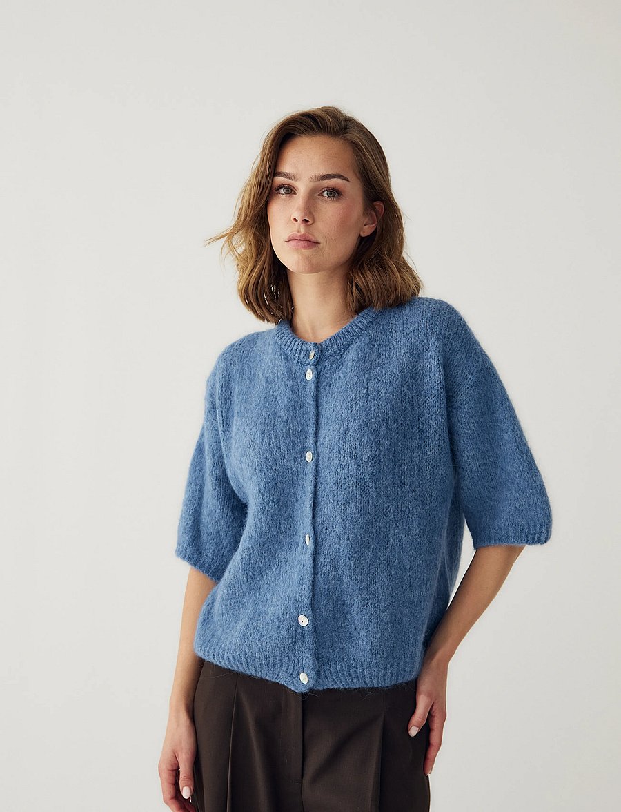 Noella - N-Kae SS Knit Cardigan - hnepptar peysur - jeans melange - 0