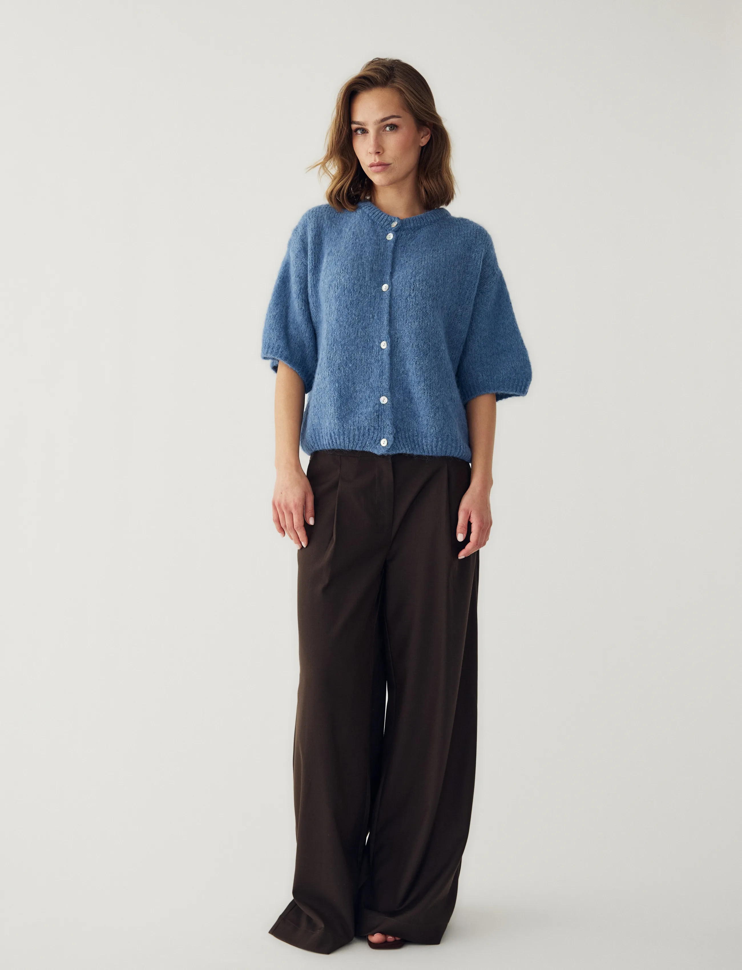 Noella - N-Kae SS Knit Cardigan - hnepptar peysur - jeans melange - 5