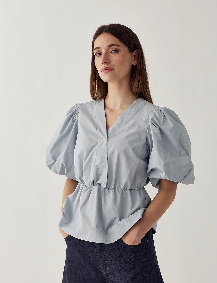 Noella - N-Magdalena Blouse - kortärmade blusar - dusty blue - 0