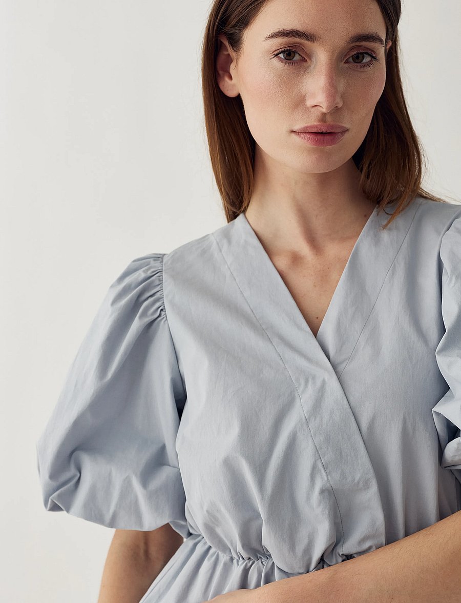 Noella - N-Magdalena Blouse - kortärmade blusar - dusty blue - 3