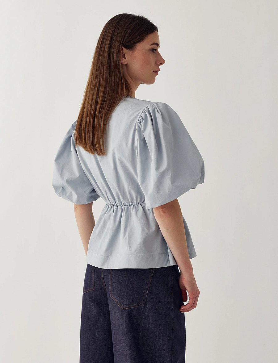 Noella - N-Magdalena Blouse - kortärmade blusar - dusty blue - 4