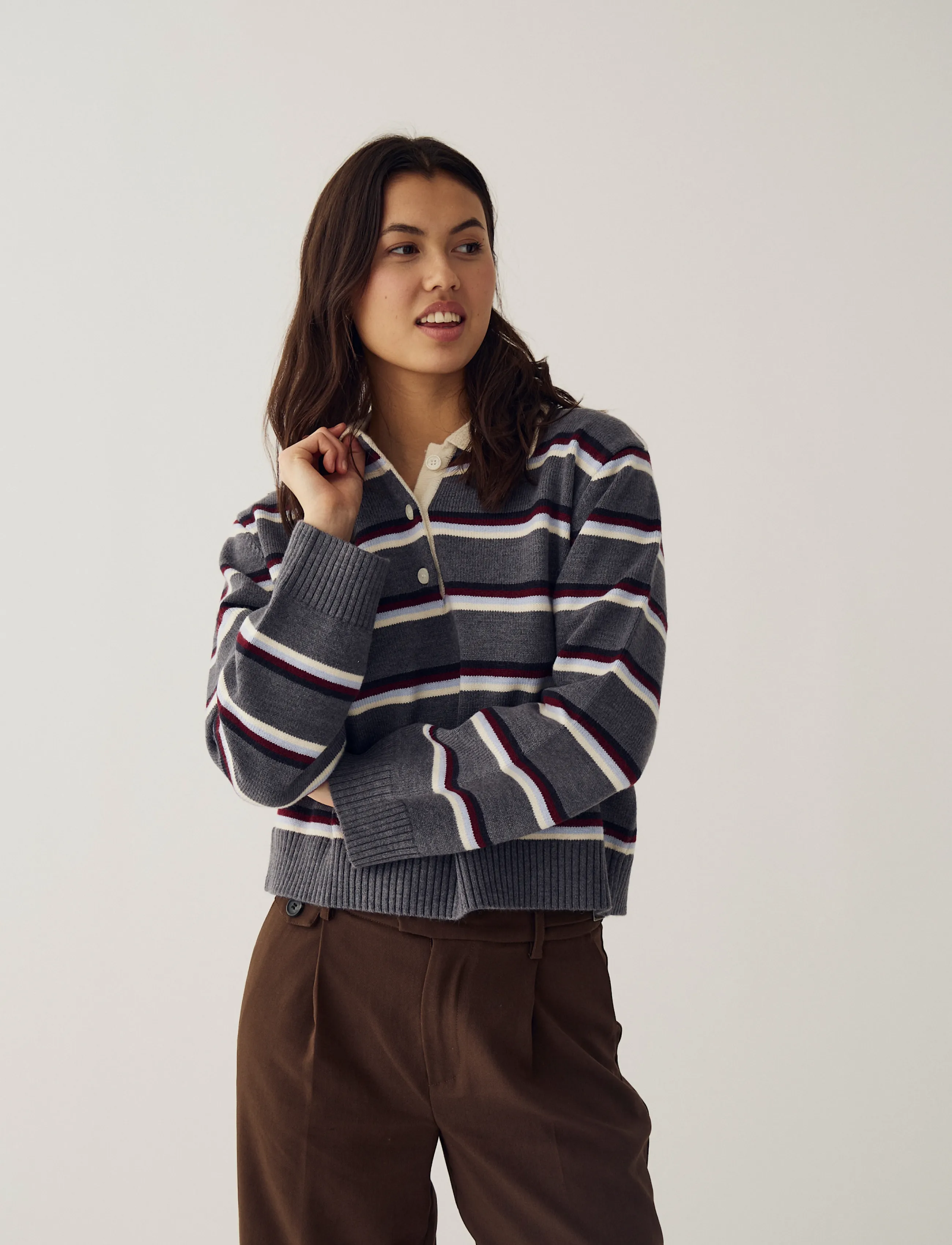 Noella - N-Merryll Knit - stickade tröjor - delissa grey stripe - 0