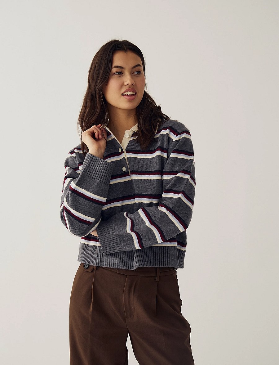 Noella - N-Merryll Knit - stickade tröjor - delissa grey stripe - 0
