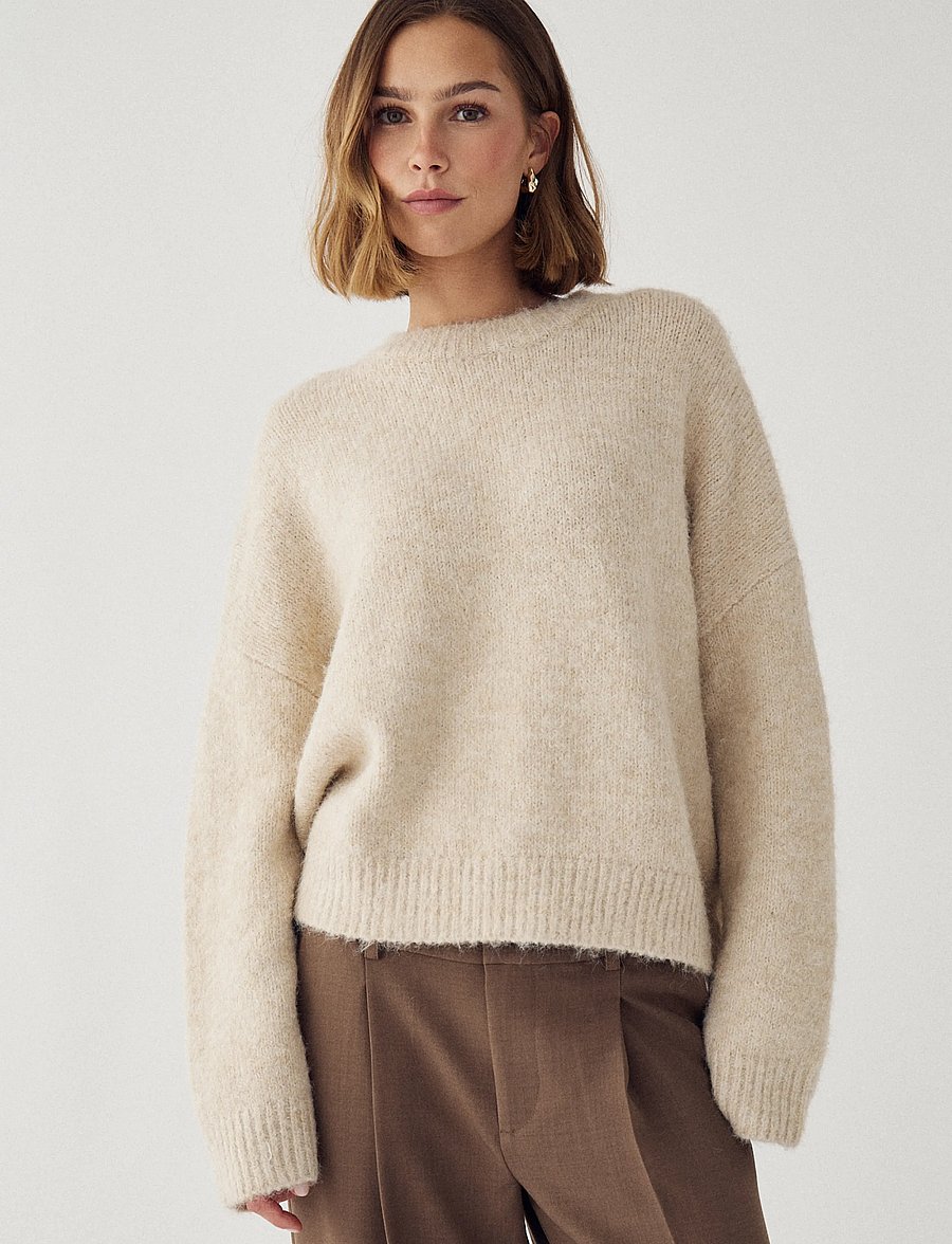 Noella - N-Mavi Knit - stickade tröjor - beige - 0