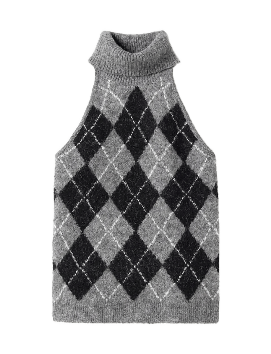Noella - N-Lajoianna Knit Top - stickade västar - black grey mix - 1