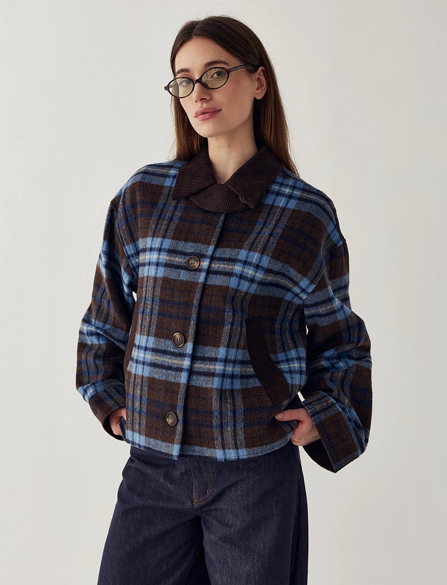 Noella - N-Maiya Jacket - wool jackets - daliyah blue check - 0