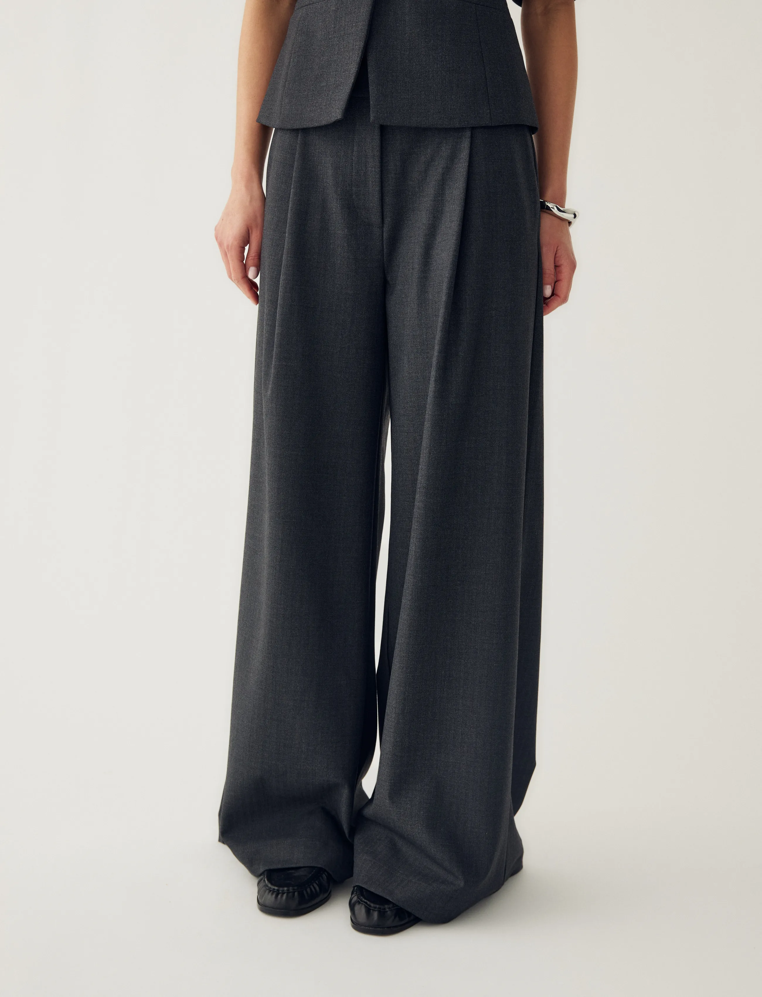 Noella N-Kazia MW Pants - Trousers - GREY HERRINGBONE / grey