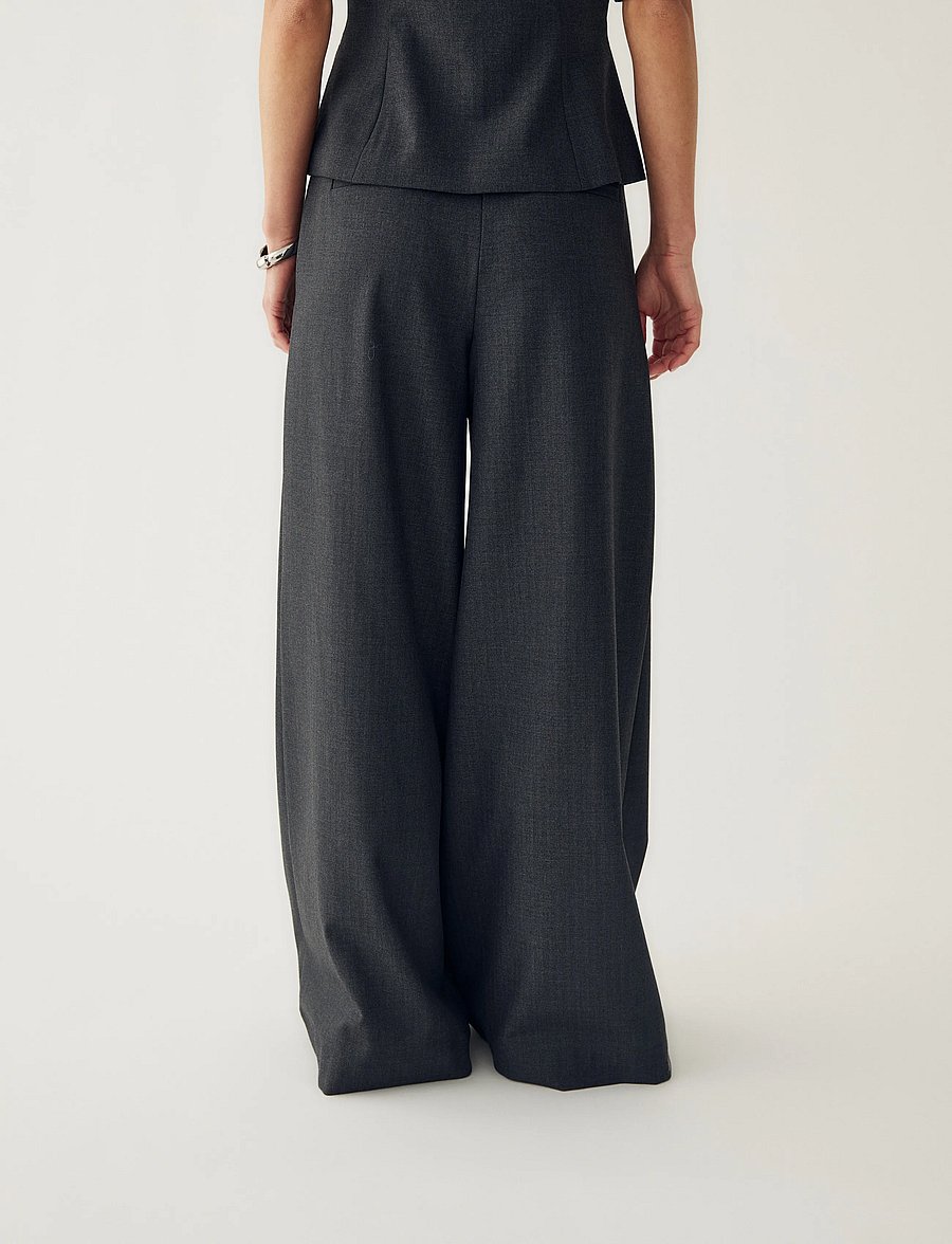 Noella - N-Kazia MW Pants - bukser med brede ben - grey herringbone - 3
