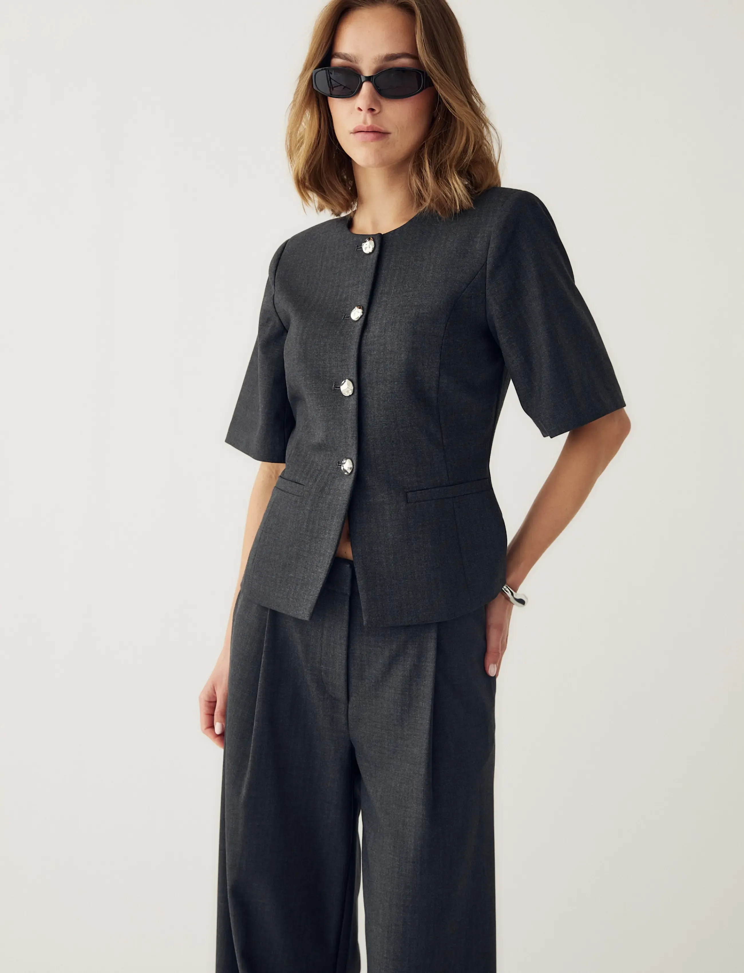Noella N-Kasaundra Blazer, M, Grey, Blazere > Enkeltradede Blazere, Dame