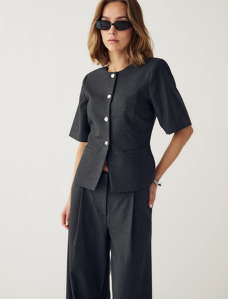 Noella - N-Kasaundra Blazer - single breasted blazers - grey herringbone - 0