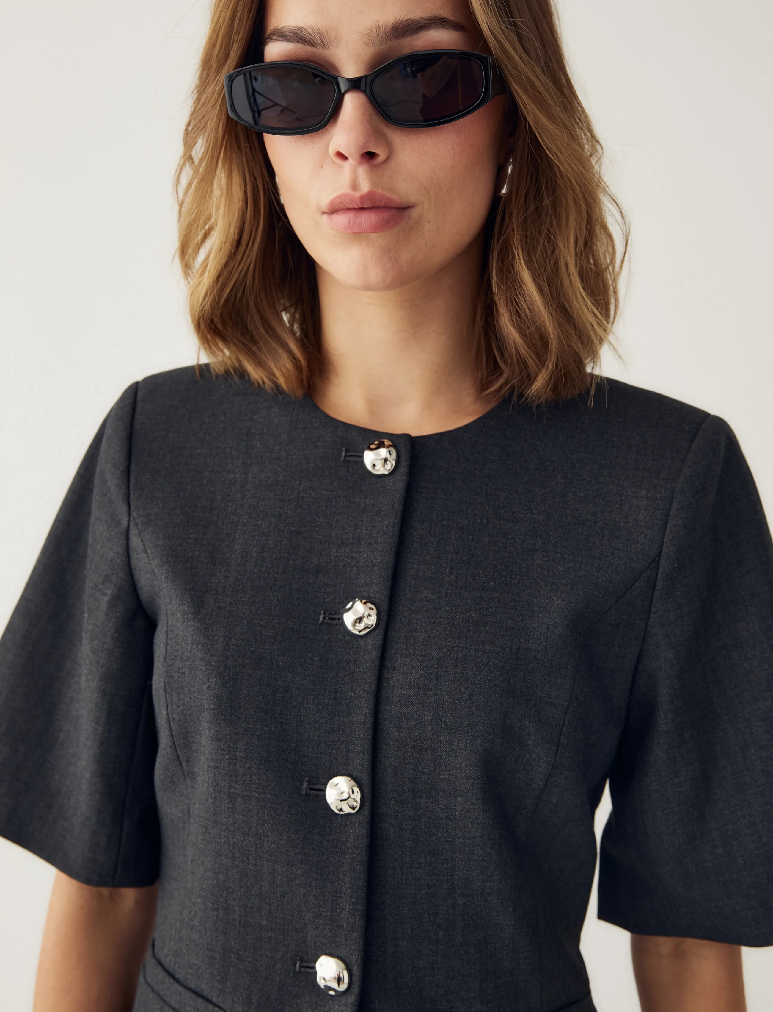 Noella - N-Kasaundra Blazer - single breasted blazers - grey herringbone - 3
