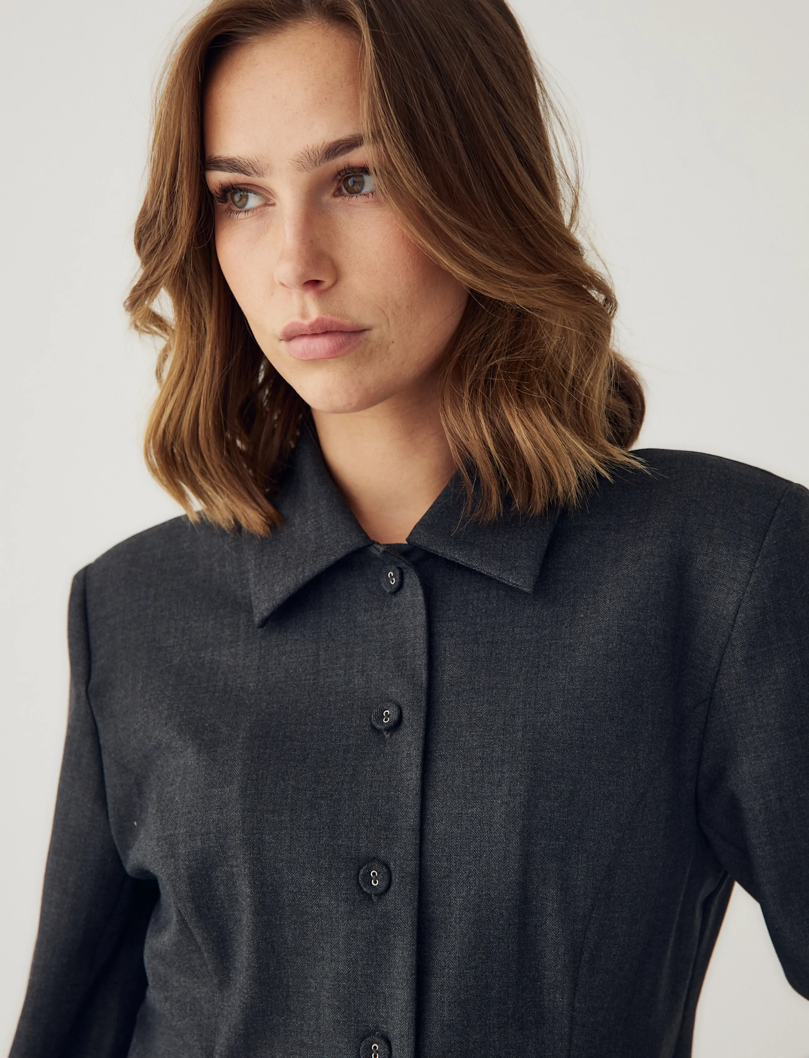 Noella - N-Maelle Shirt - langärmlige hemden - grey herringbone - 4
