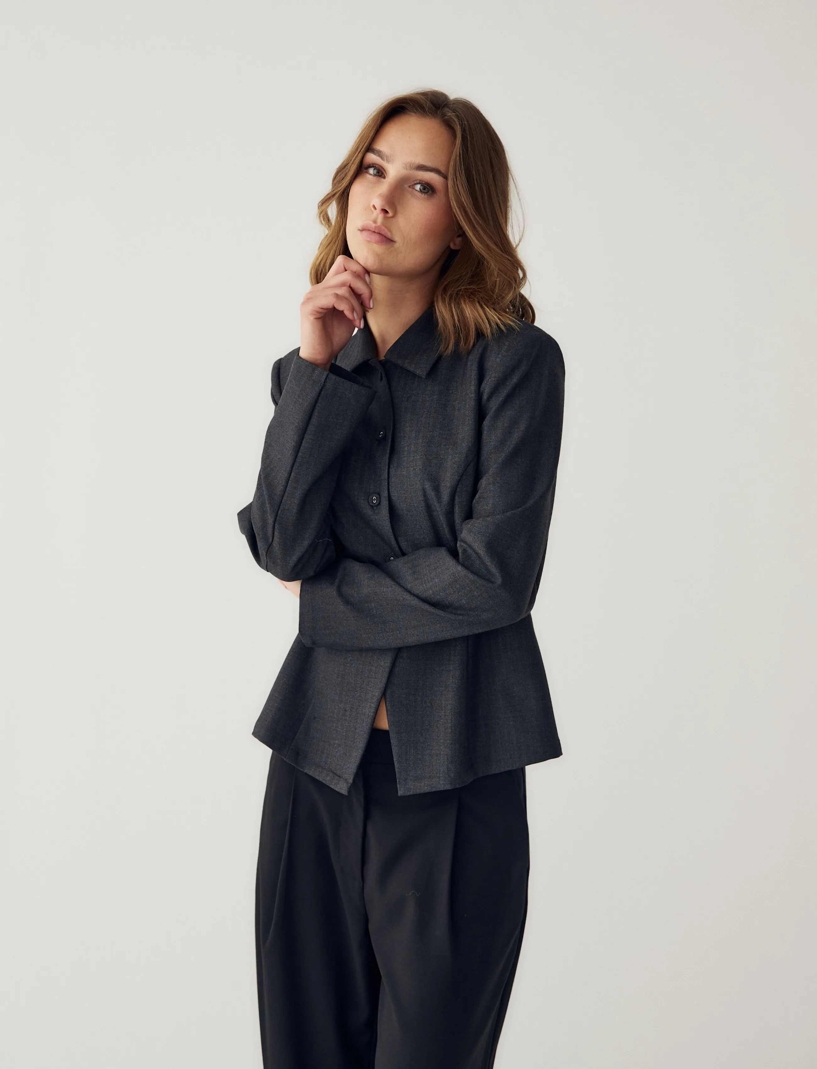 Noella - N-Maelle Shirt - langärmlige hemden - grey herringbone - 5