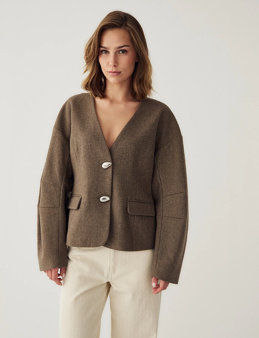 Noella - N-Mallie Blazer - brown herringbone - 0