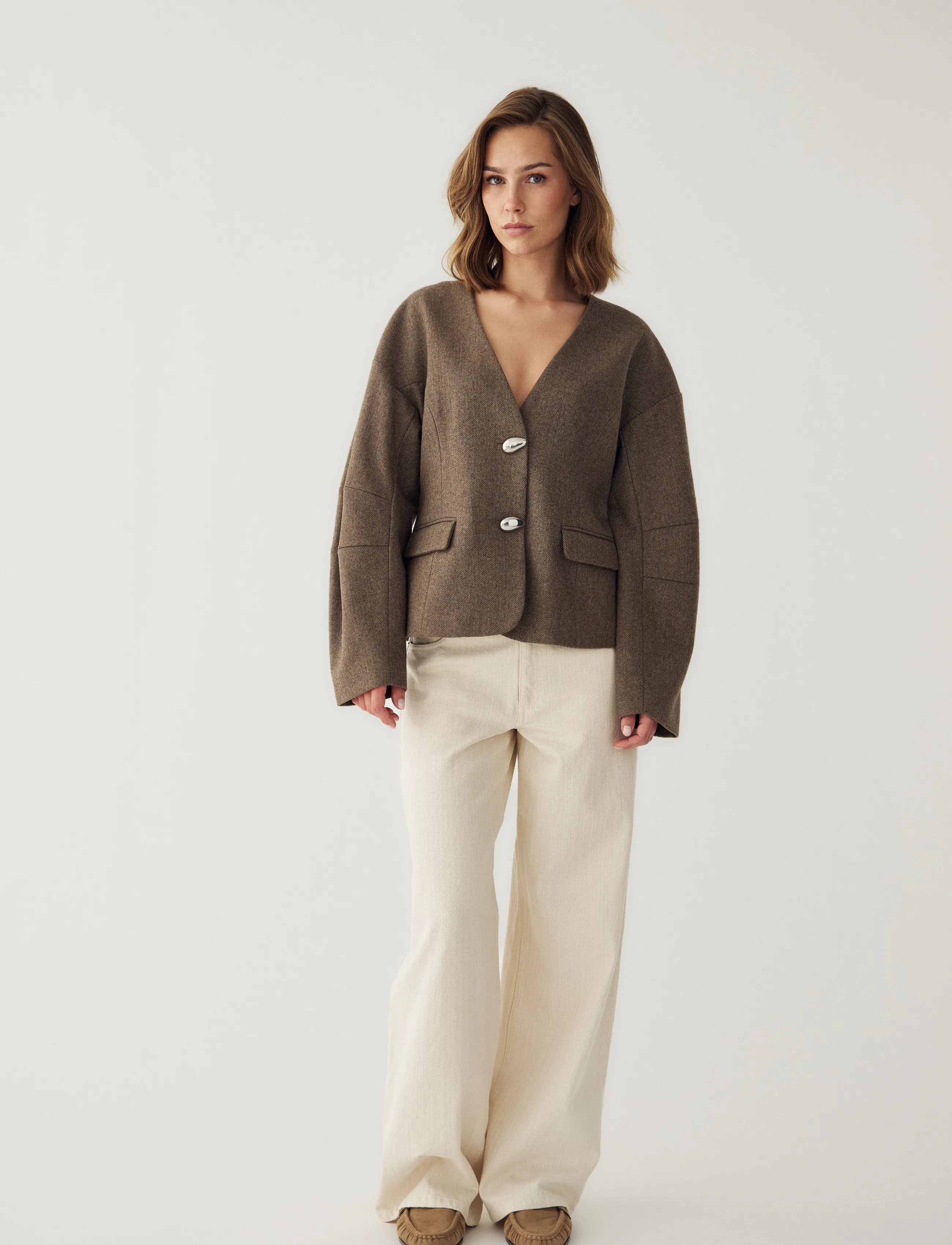 Noella - N-Mallie Blazer - brown herringbone - 3