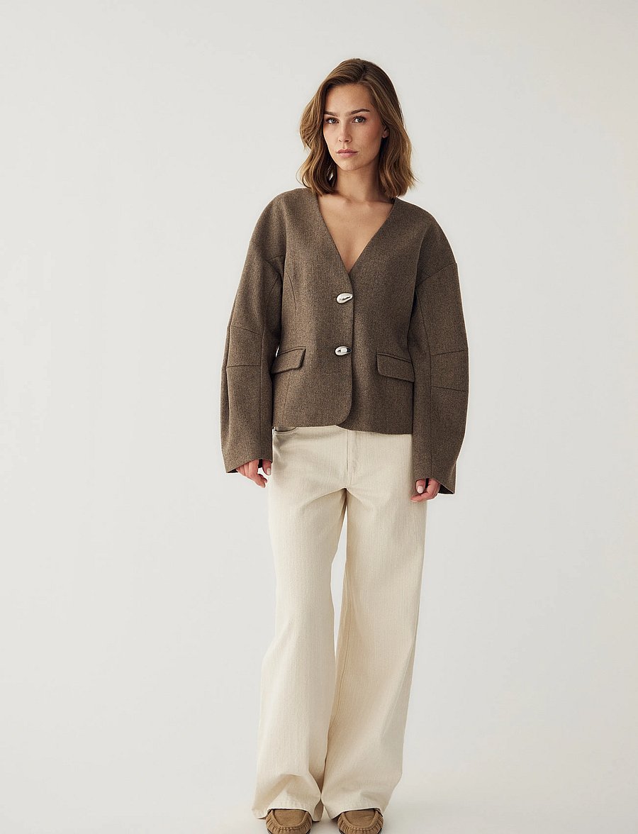 Noella - N-Mallie Blazer - brown herringbone - 3