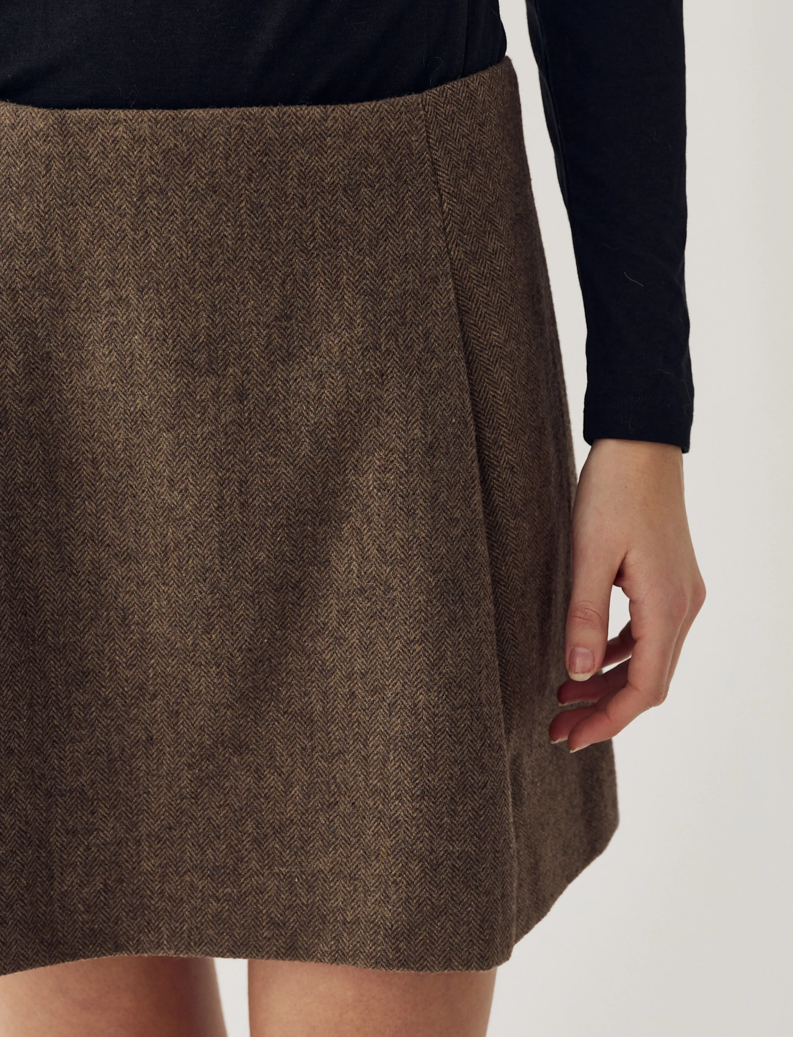 Noella - N-Maybelle Skirt - pleated skirts - brown herringbone - 3