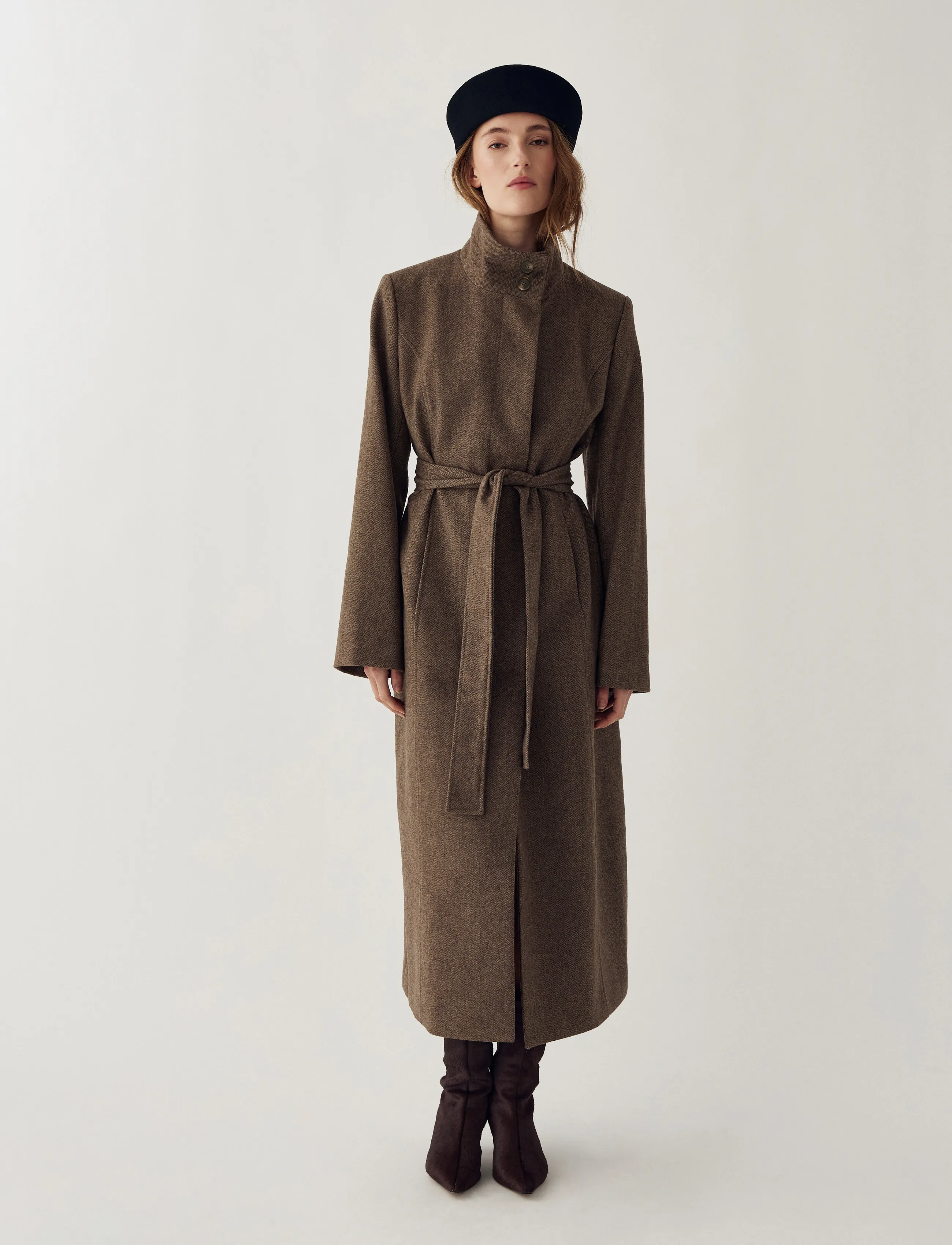 Noella - N-Maddy Coat - winter jackets - brown herringbone - 0