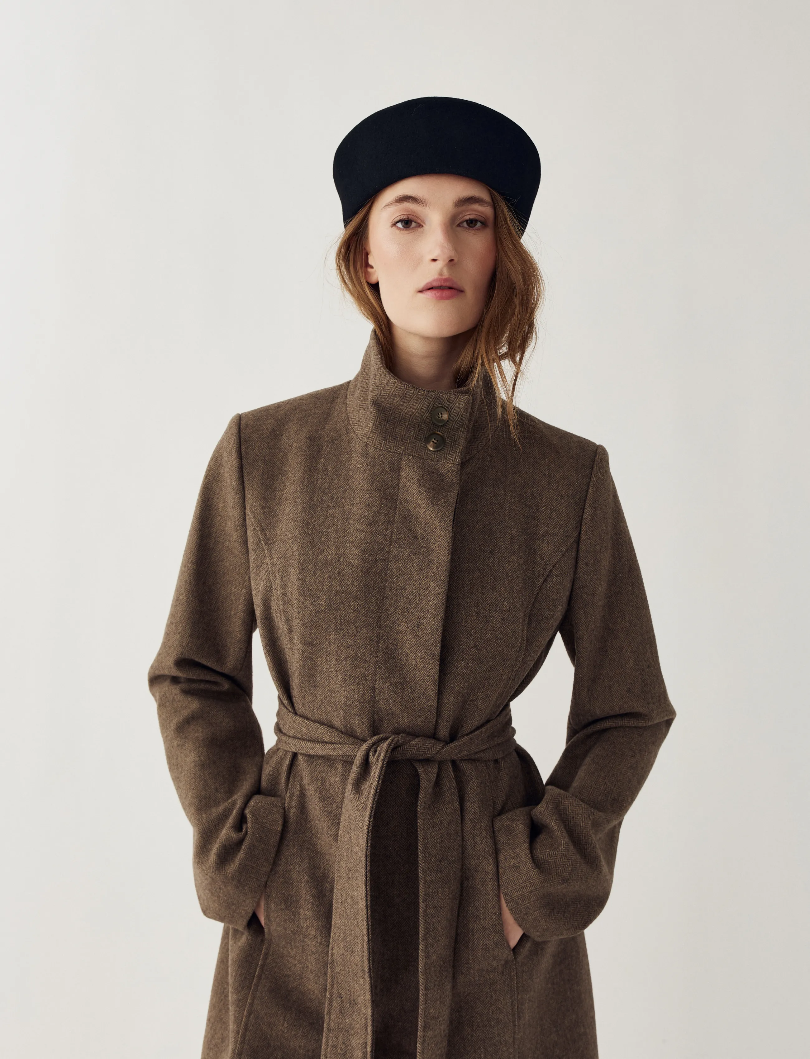 Noella - N-Maddy Coat - winter jackets - brown herringbone - 3
