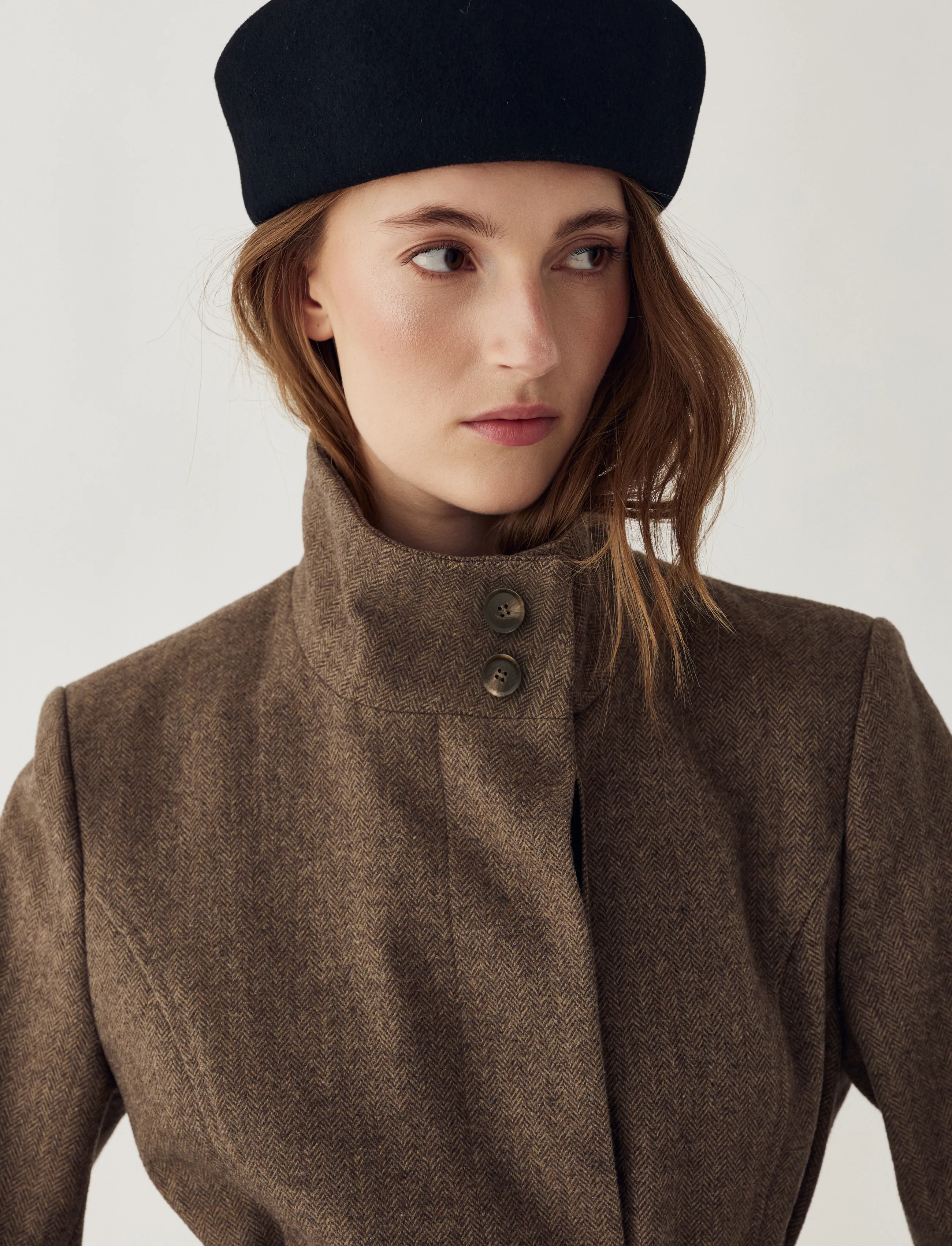 Noella - N-Maddy Coat - winter jackets - brown herringbone - 4
