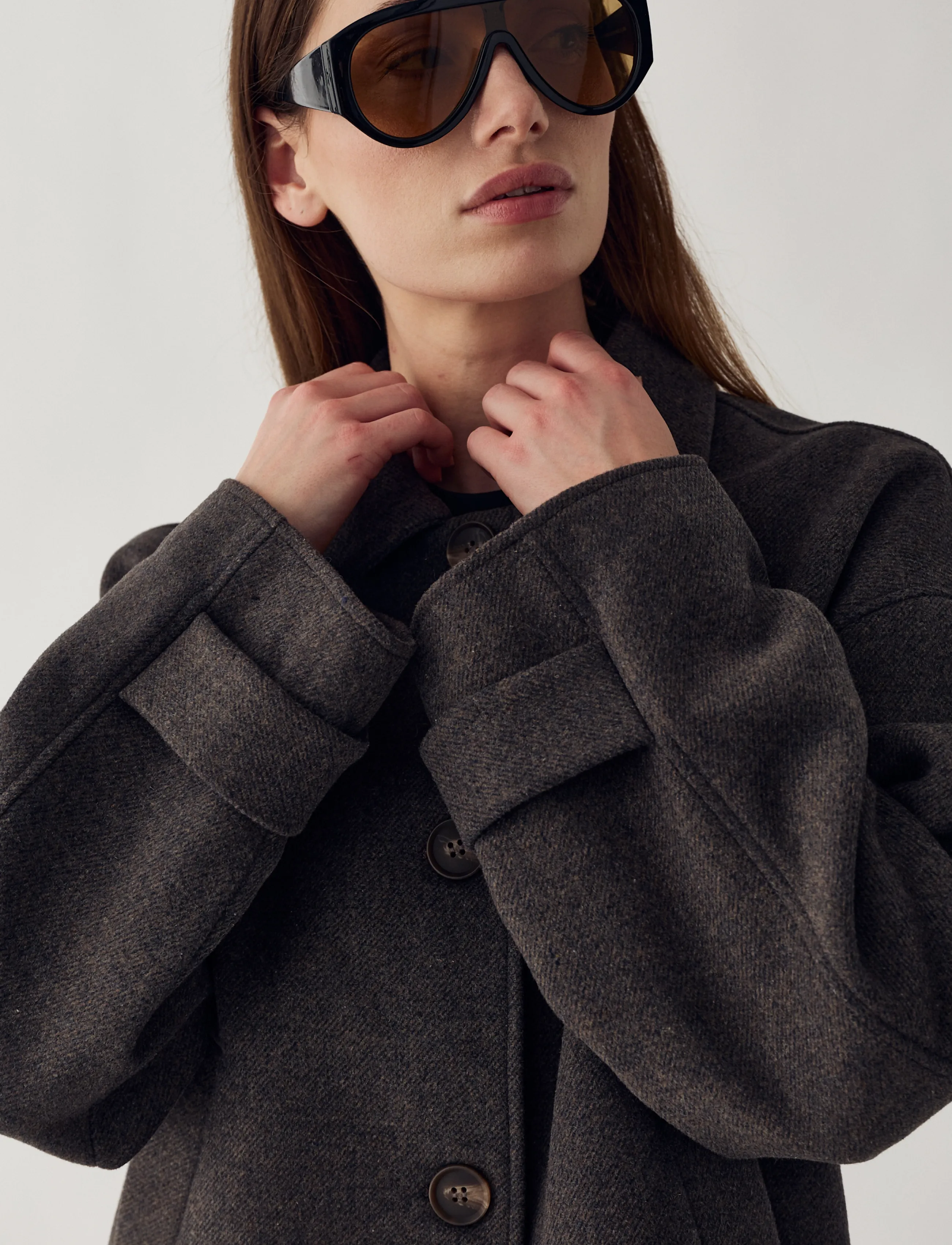 Noella - N-Maze Jacket - uldjakker - chocolate melange - 4