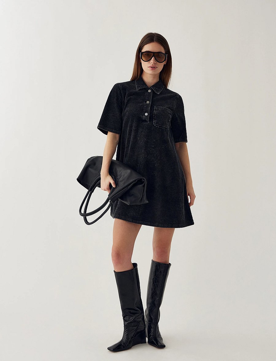 Noella - N-Jozie Dress - skjortklänningar - black wash - 0