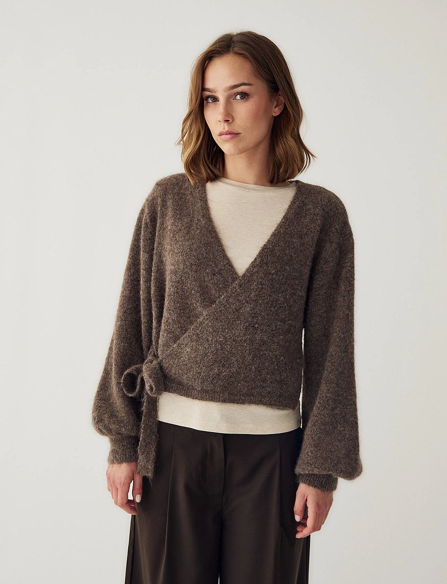 Noella - N-Maelee Knit Cardigan - strickjacken - timber brown melange - 0