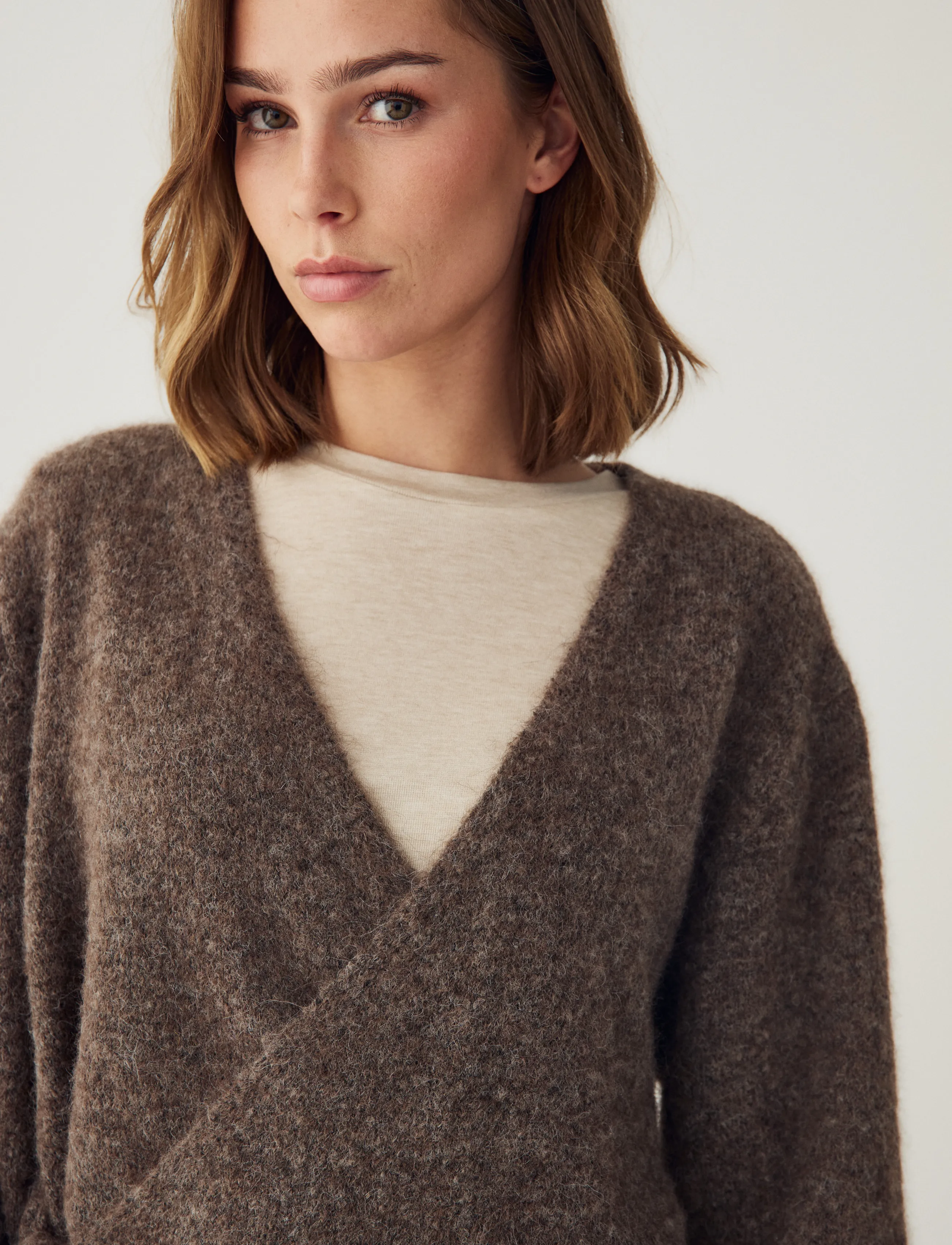 Noella - N-Maelee Knit Cardigan - cardigans - timber brown melange - 4