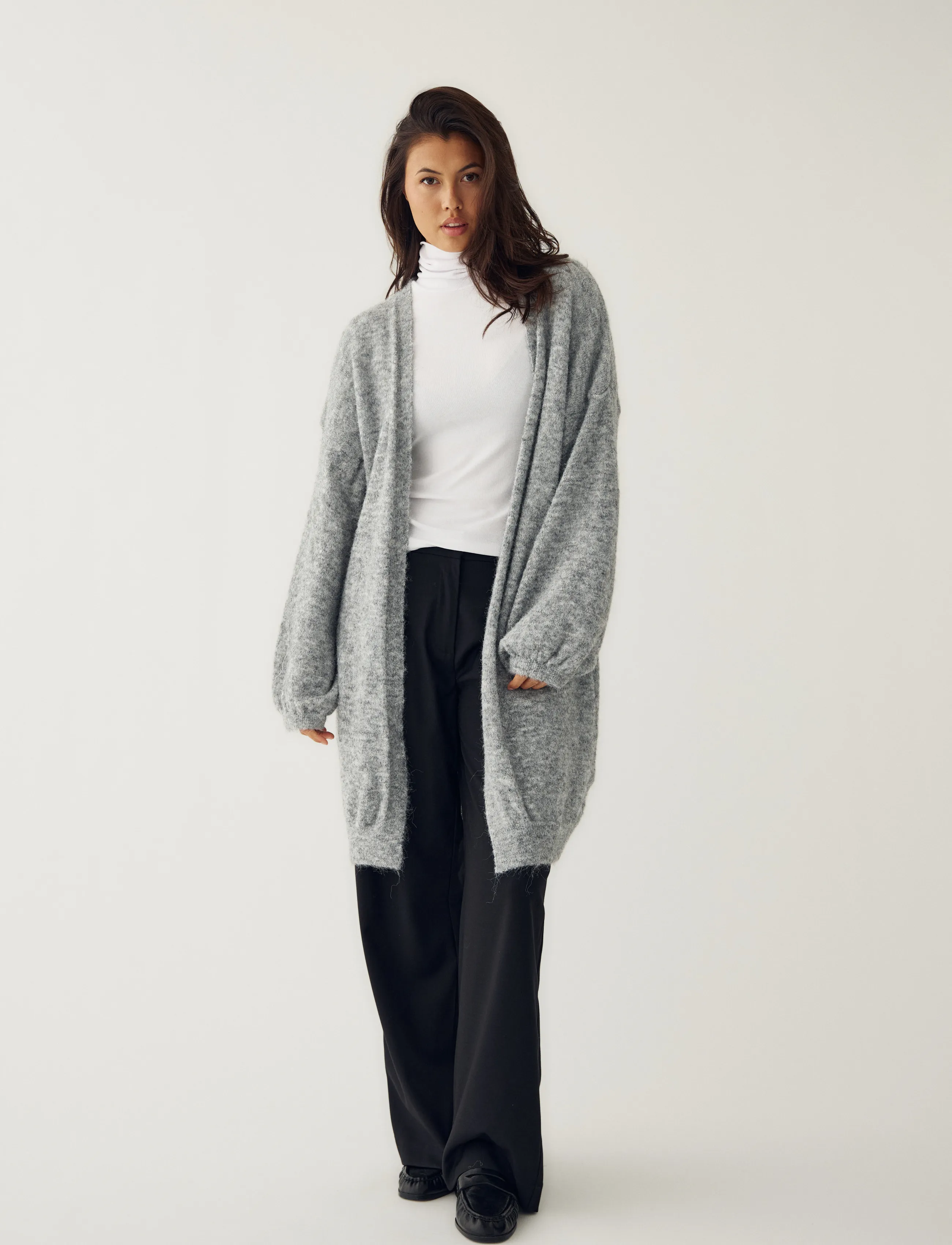 Noella - N-Maricela Knit Cardigan - kardiganid - medium grey melange - 0