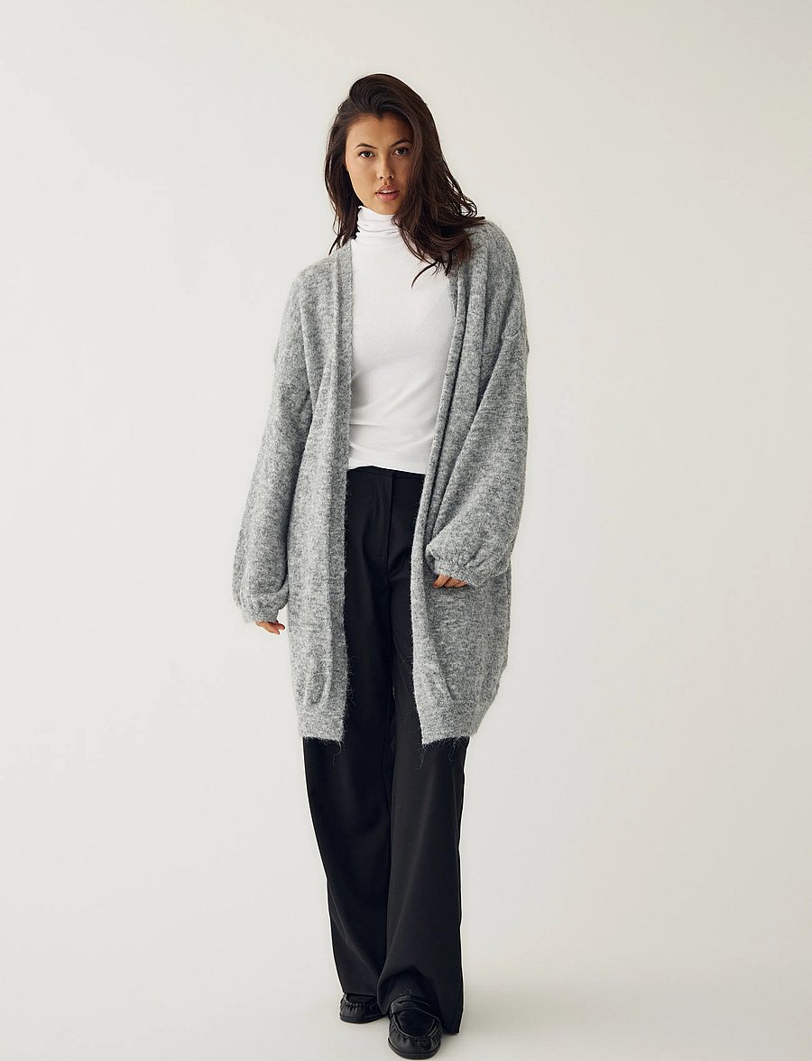 Noella - N-Maricela Knit Cardigan - kardiganid - medium grey melange - 0