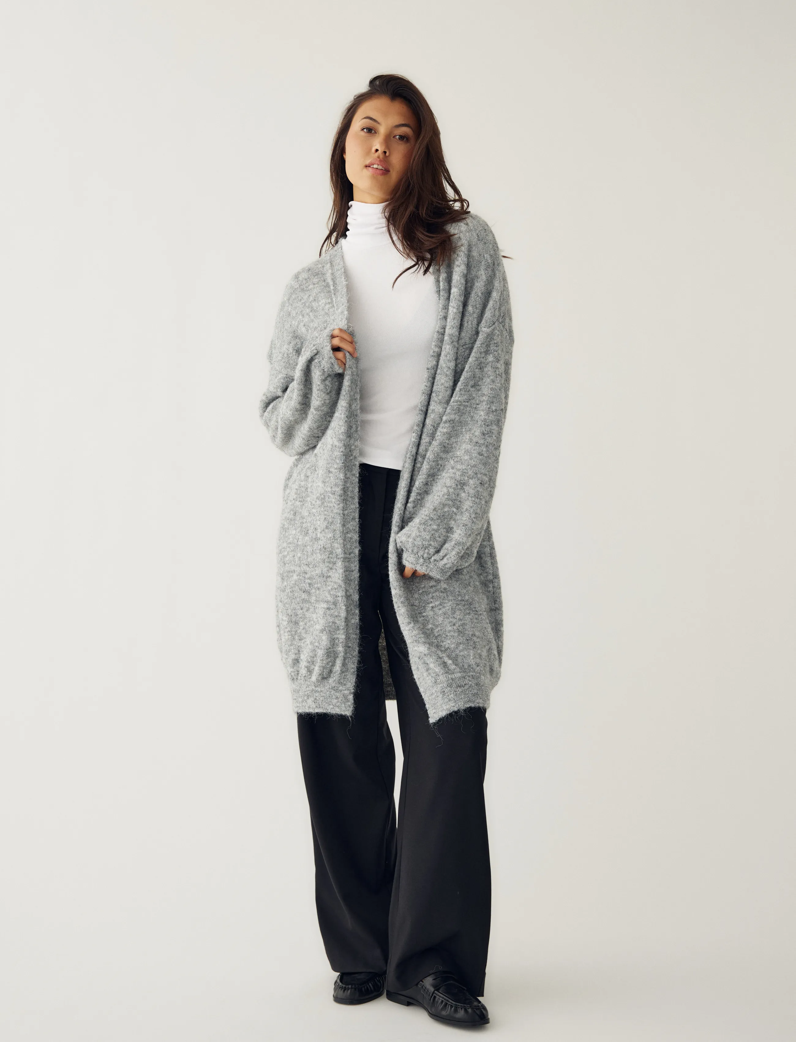 Noella - N-Maricela Knit Cardigan - kardiganid - medium grey melange - 3
