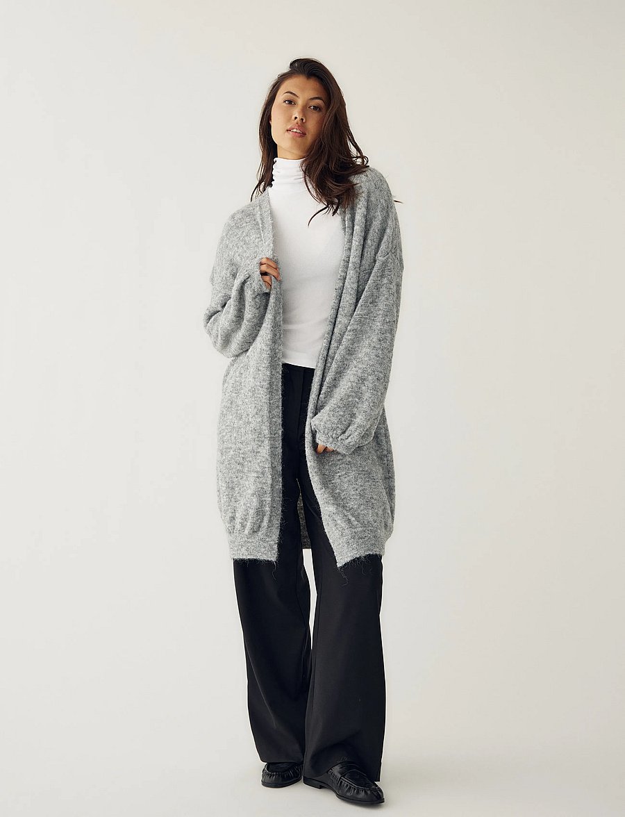 Noella - N-Maricela Knit Cardigan - kardiganid - medium grey melange - 3
