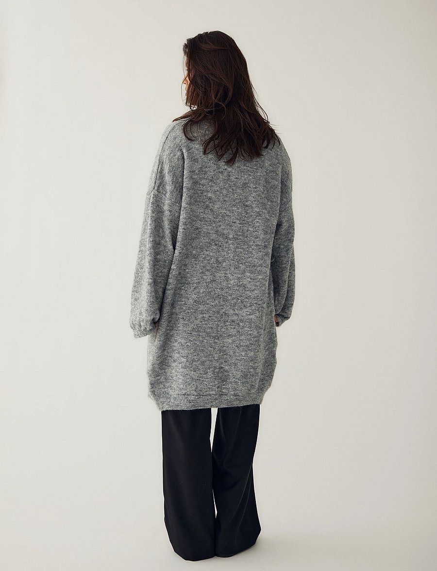 Noella - N-Maricela Knit Cardigan - kardiganid - medium grey melange - 4