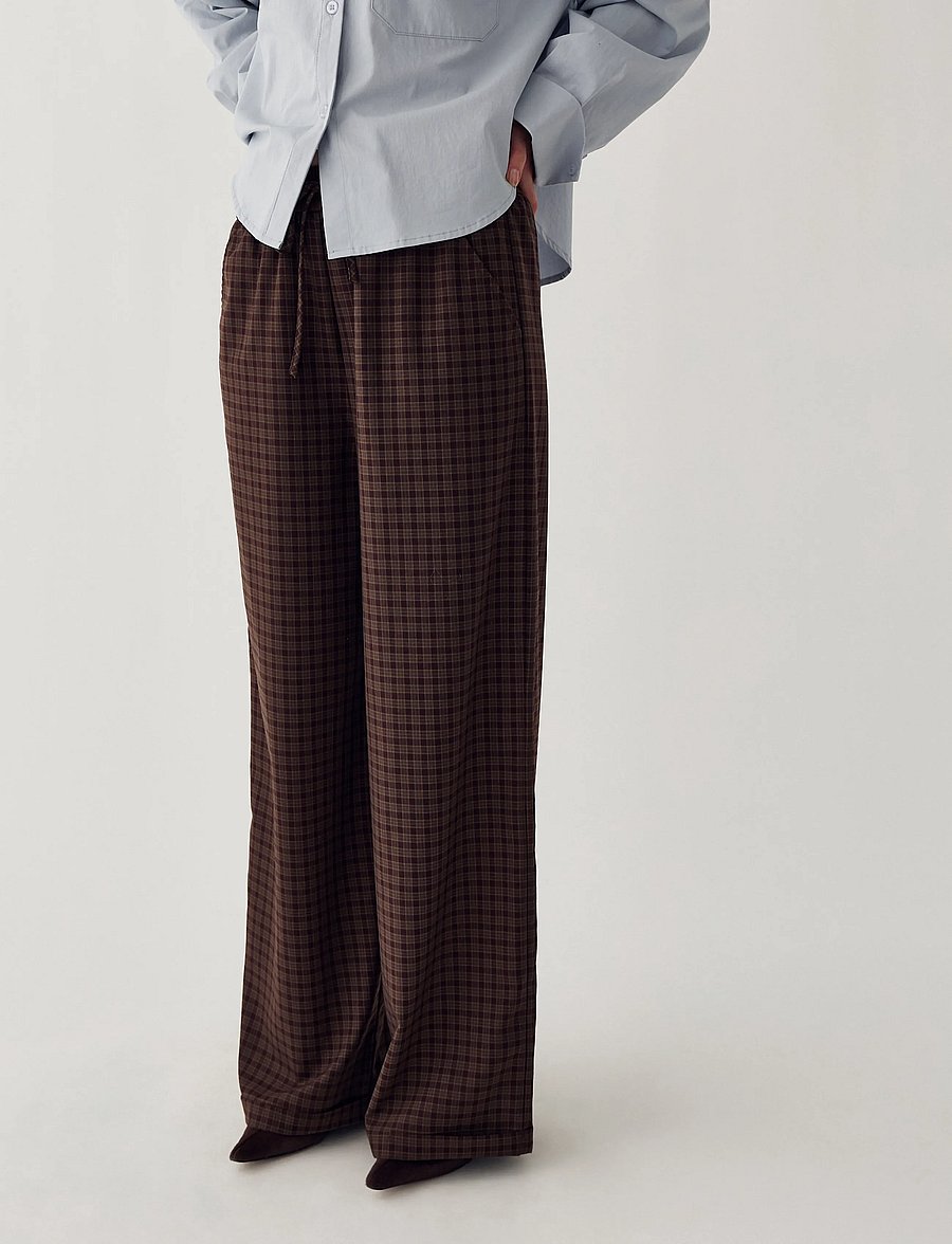 Noella - N-Maha MW Pants - vida byxor - devana brown check - 0
