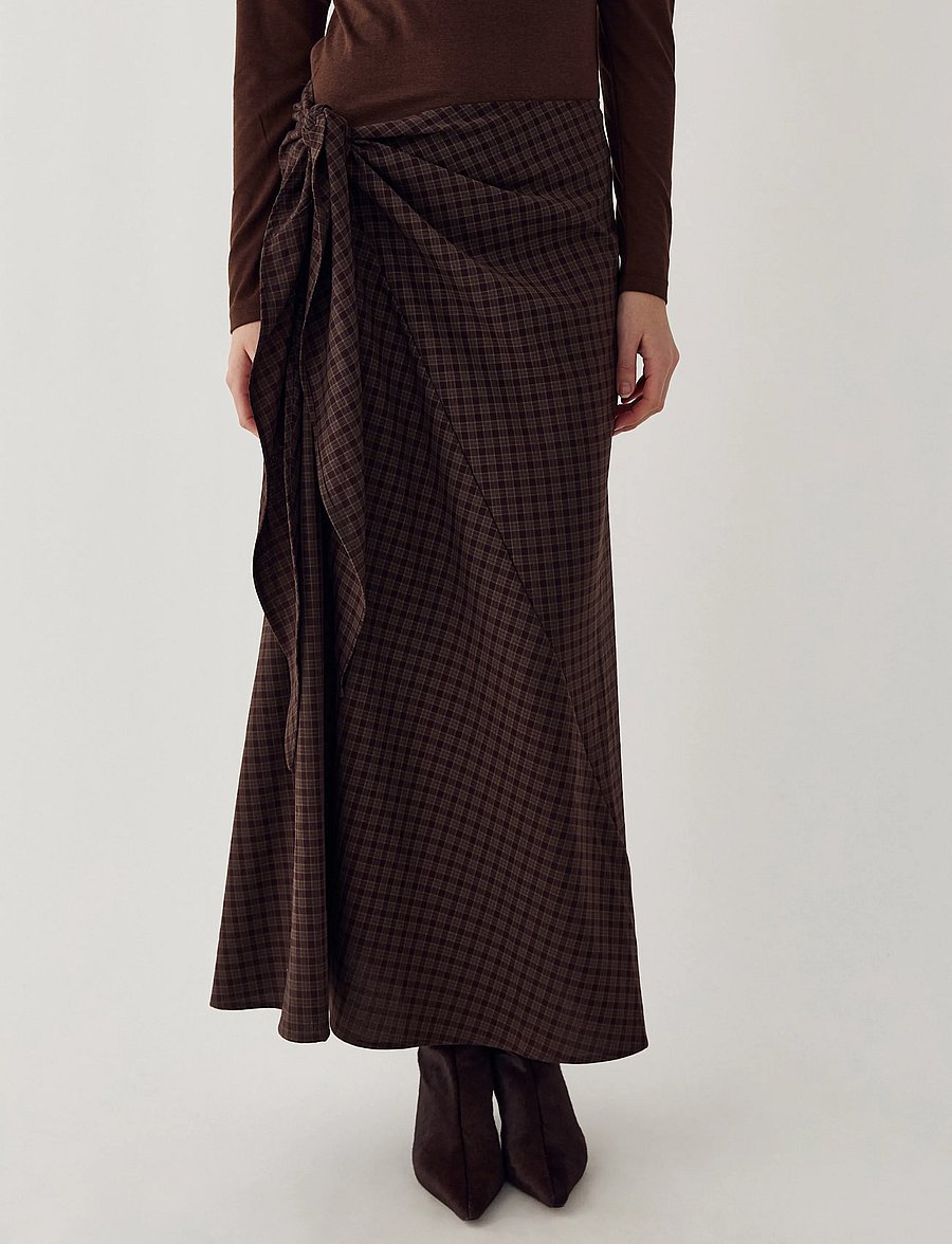 Noella - N-Mitty Skirt - slå-om-nederdele - devana brown check - 0