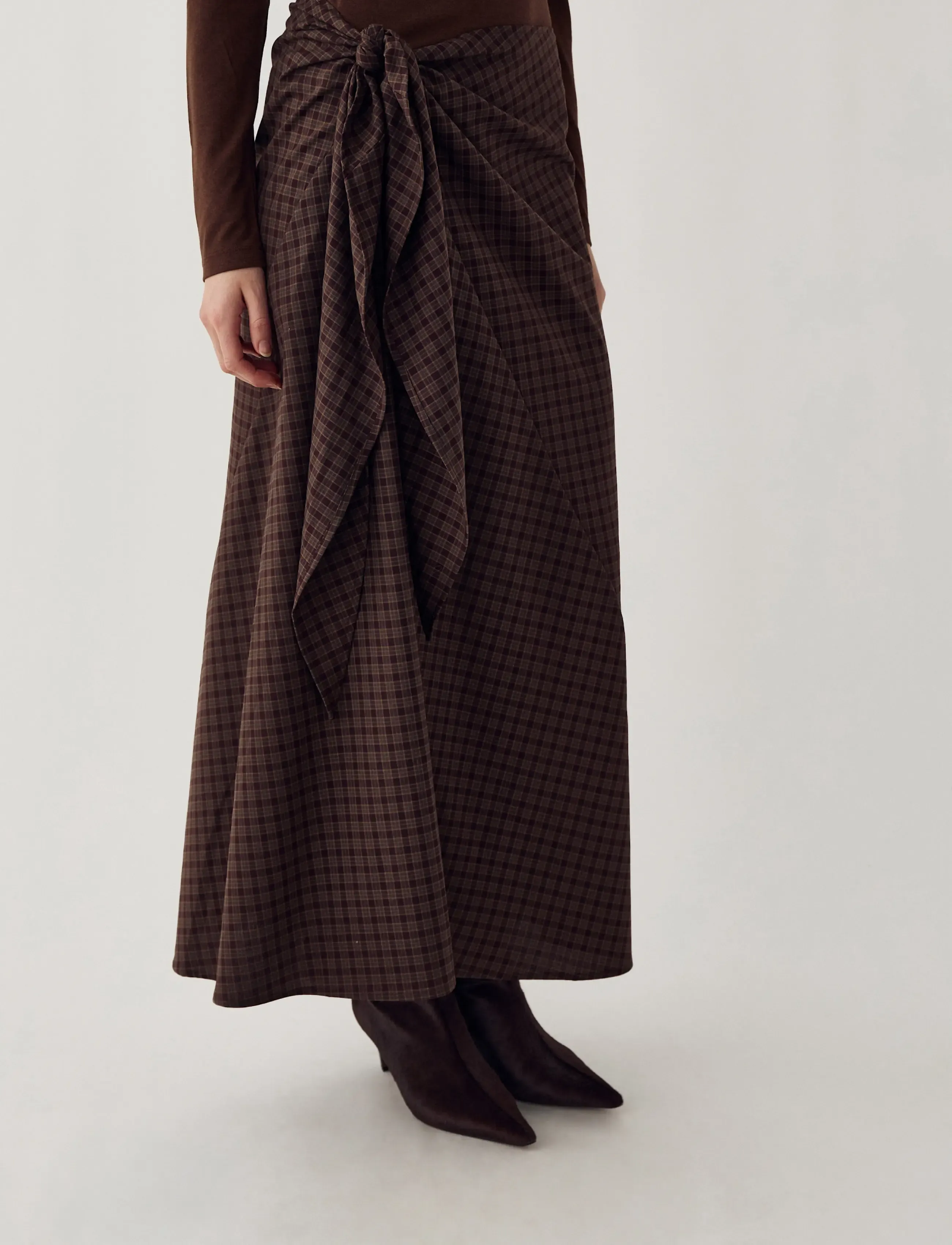 Noella - N-Mitty Skirt - slå-om-nederdele - devana brown check - 4