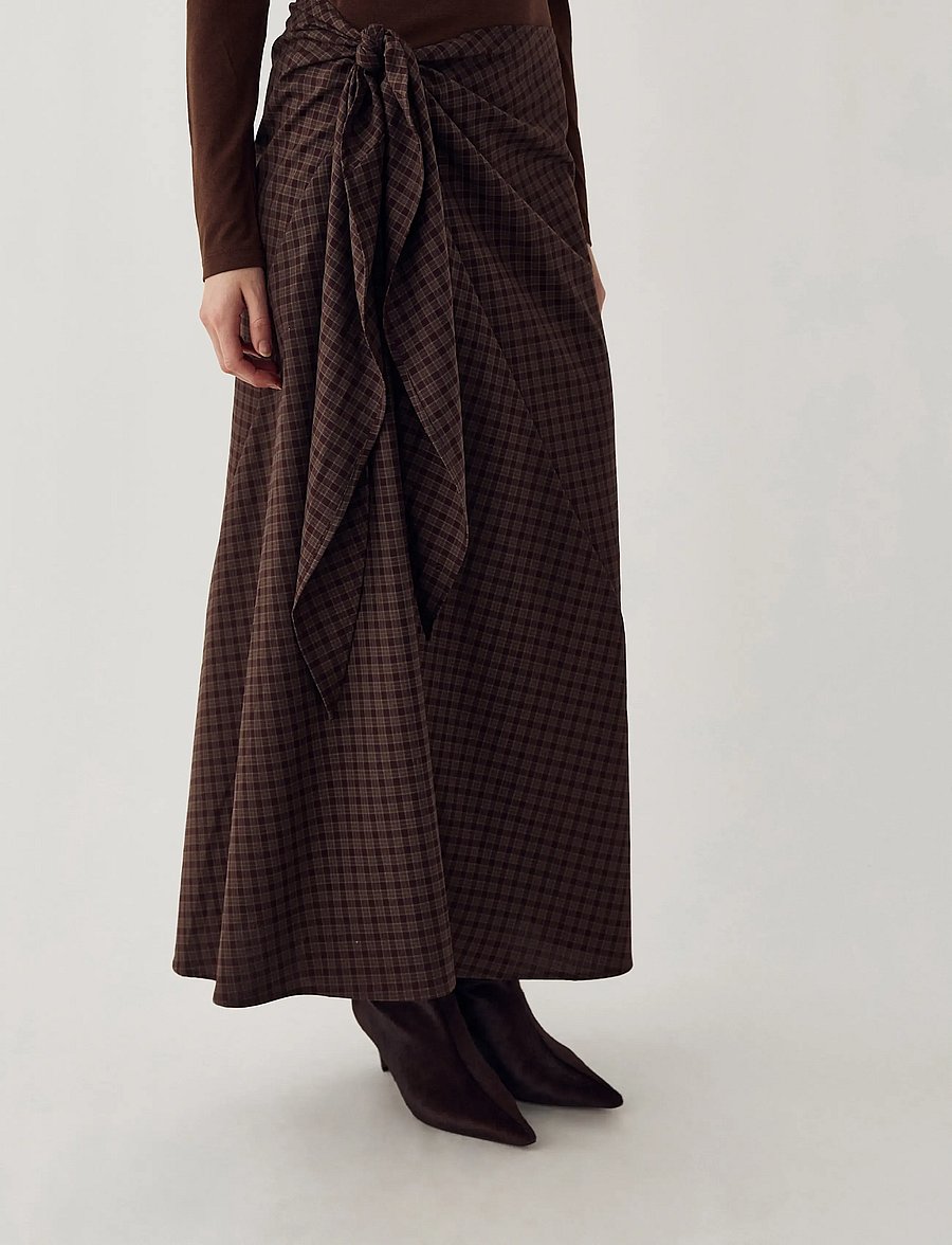 Noella - N-Mitty Skirt - slå-om-nederdele - devana brown check - 4