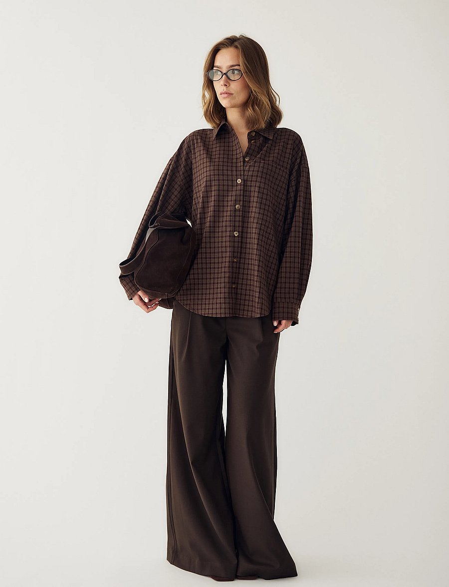 Noella - N-Lisa Shirt - langärmlige hemden - devana brown check - 0