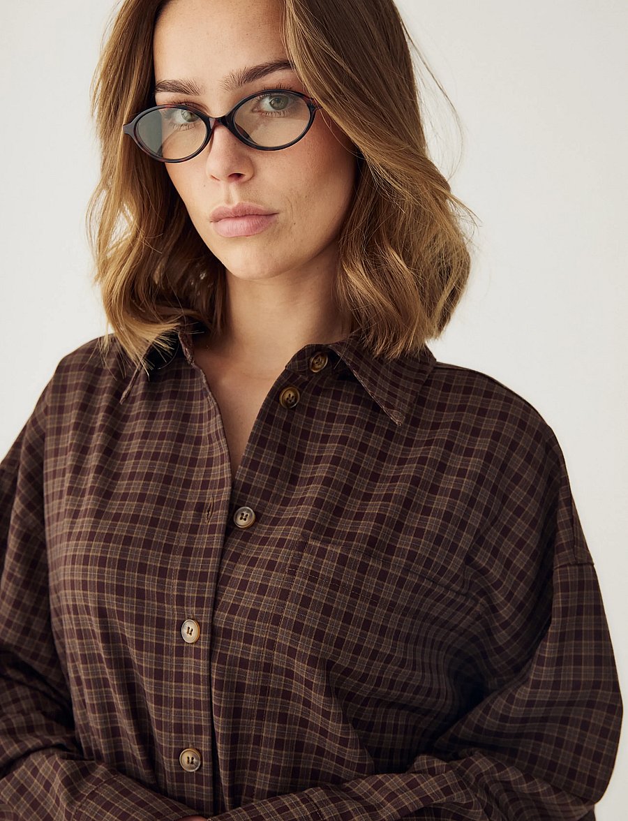 Noella - N-Lisa Shirt - pikkade varrukatega särgid - devana brown check - 2
