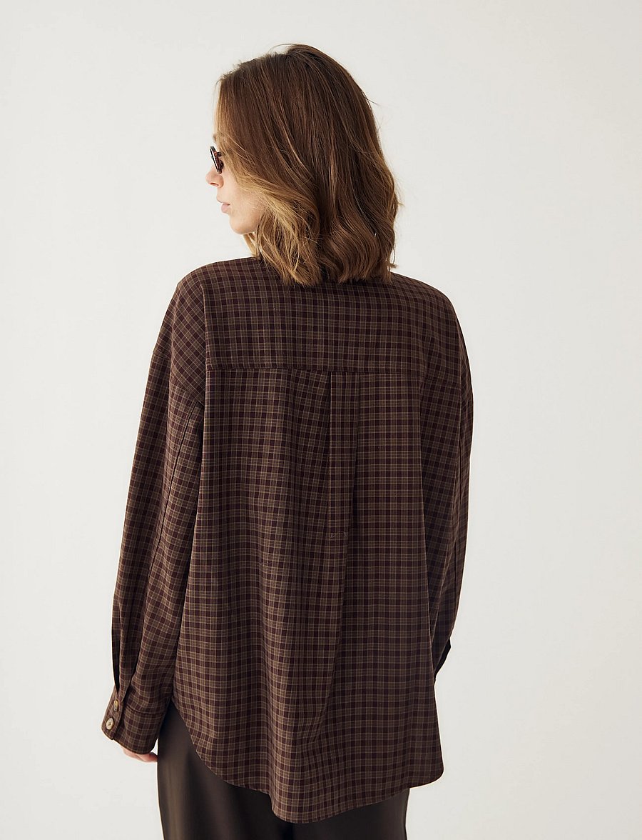Noella - N-Lisa Shirt - pikkade varrukatega särgid - devana brown check - 3
