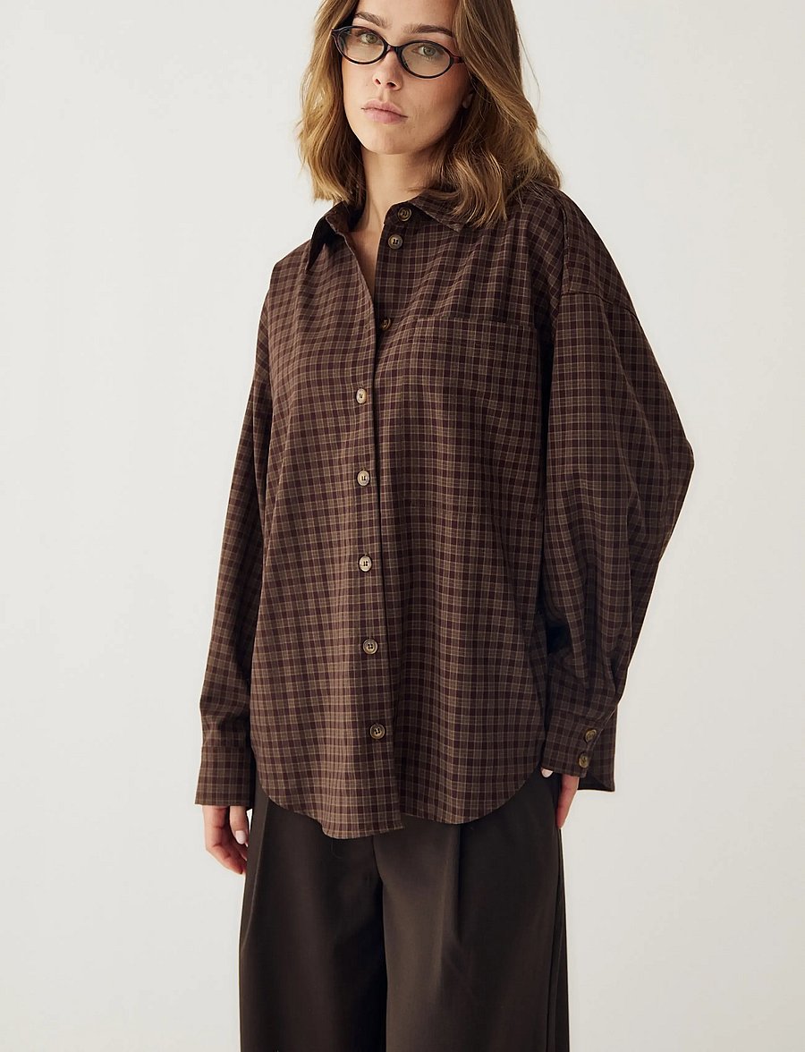 Noella - N-Lisa Shirt - pikkade varrukatega särgid - devana brown check - 5