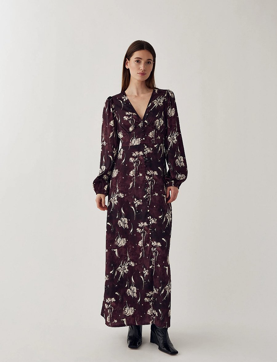 Noella - N-Lilith Maxi Dress - maxi kjoler - dovie burgundy print - 0