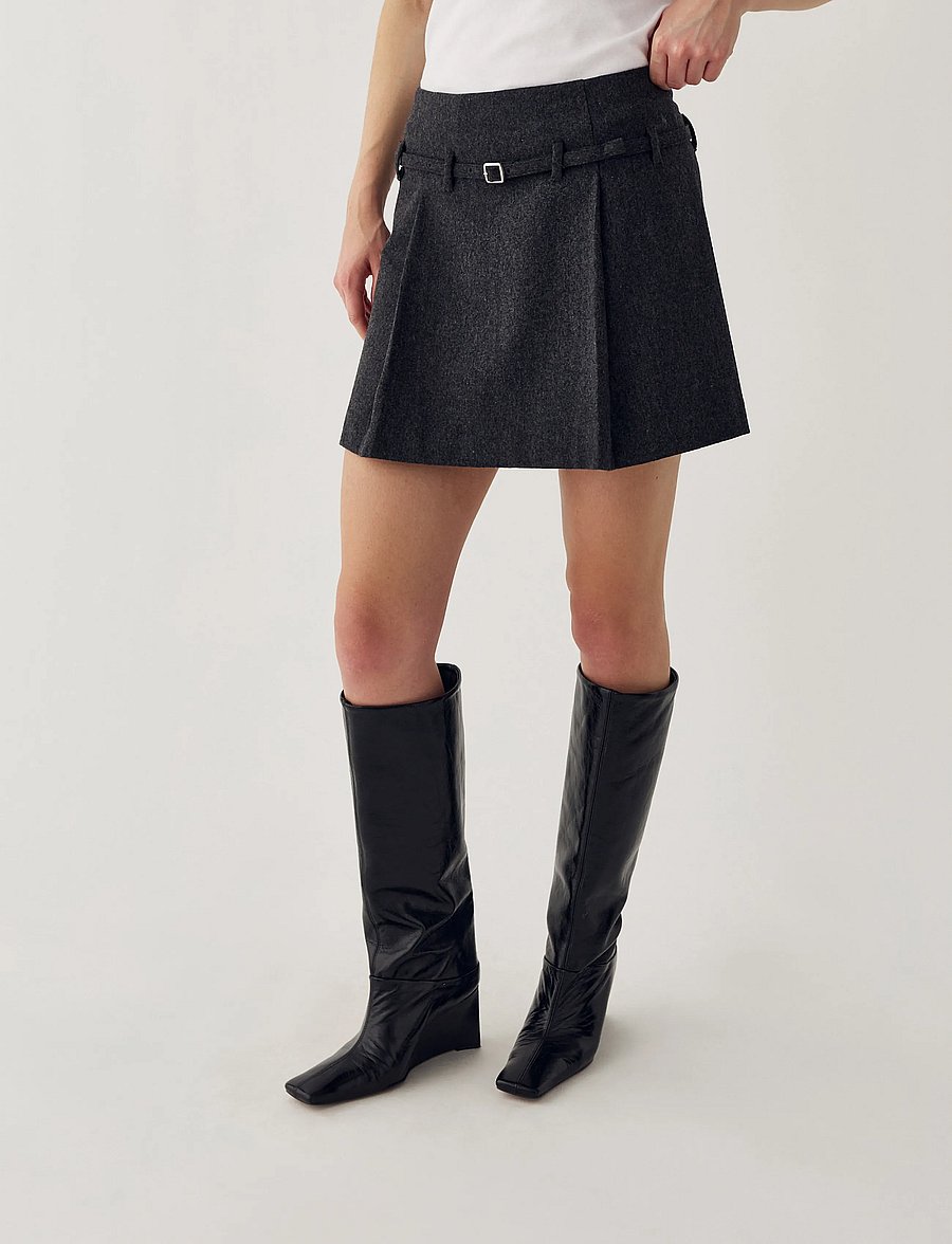 Noella - N-Madena Skirt - plisseeritud seelikud - dark grey melange - 0