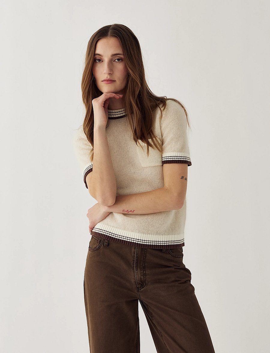 Noella - N-Marthy Knit - stickade tröjor - ivory brown - 4