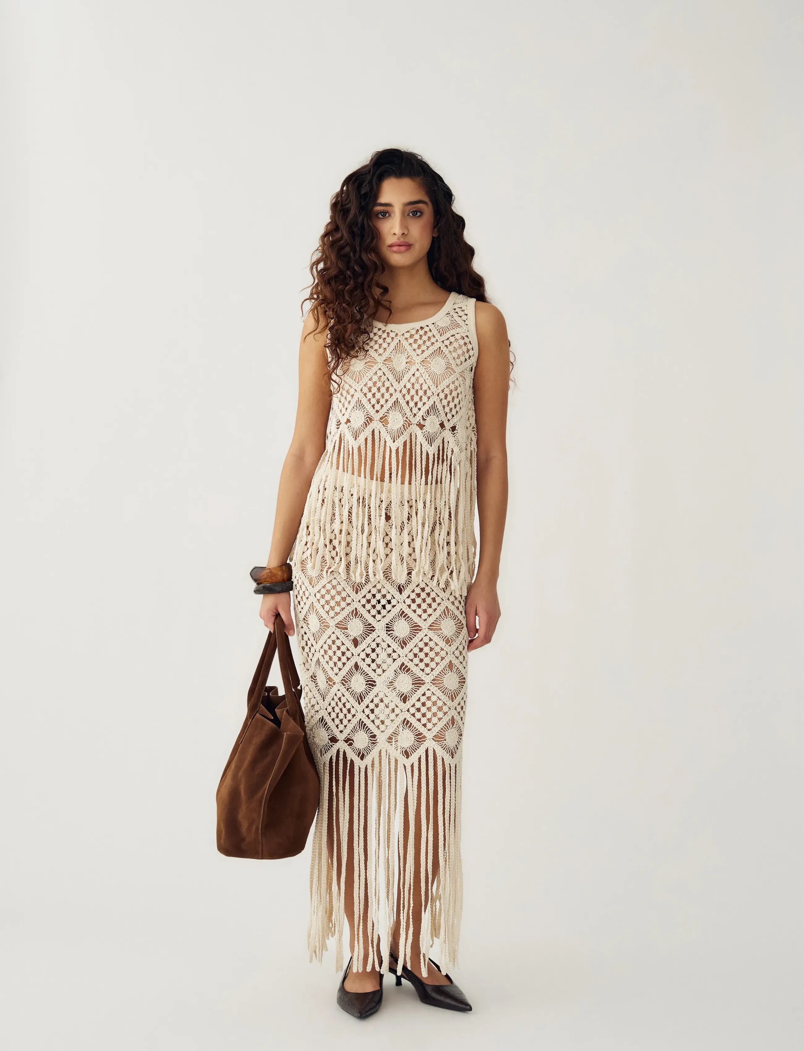 Noella N-Munira Skirt, L, Röcke, Creme - Maxi Frauen