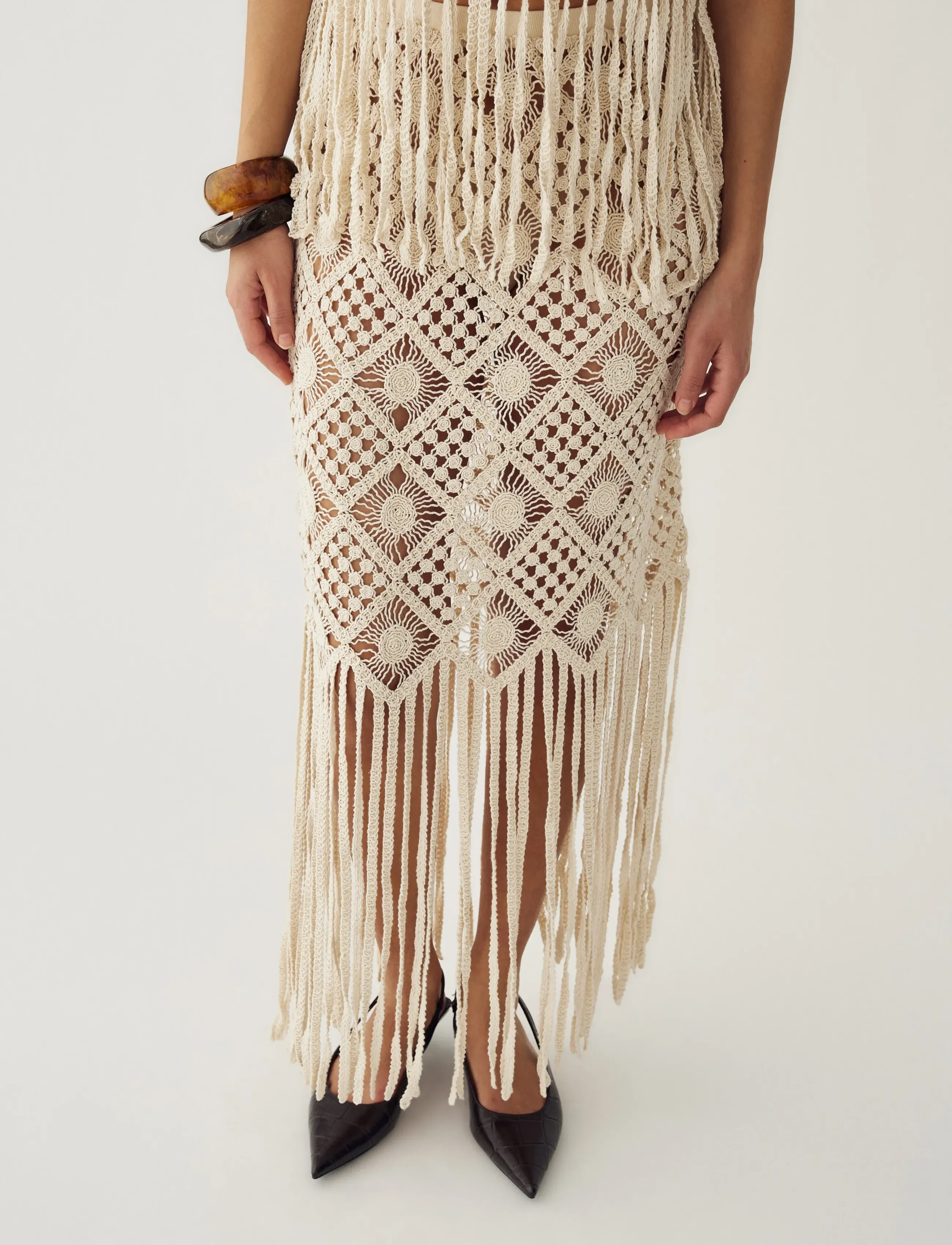 Noella - N-Munira Skirt - strikkede nederdele - ivory - 4