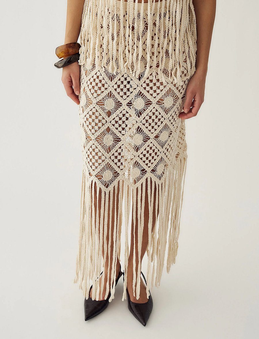 Noella - N-Munira Skirt - strikkede nederdele - ivory - 4